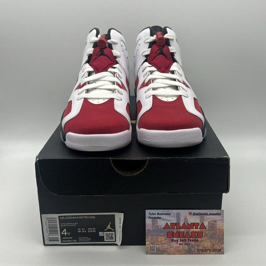 Size 4 - Jordan 6 Retro OG Mid Carmine Black White  Suede Leather (384665-106)