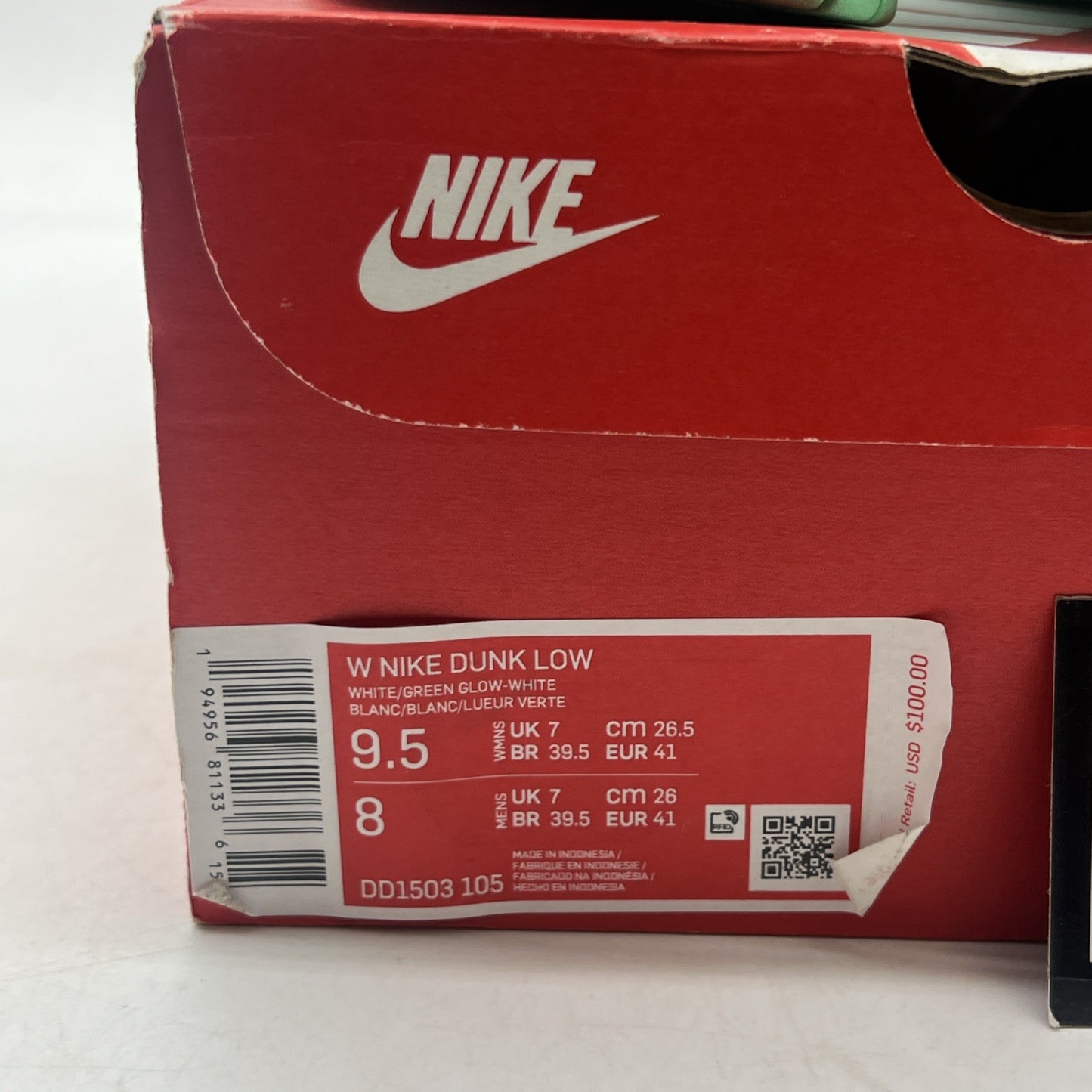 Size 9.5 - Nike Dunk Low Green Glow W (DD1503-105)