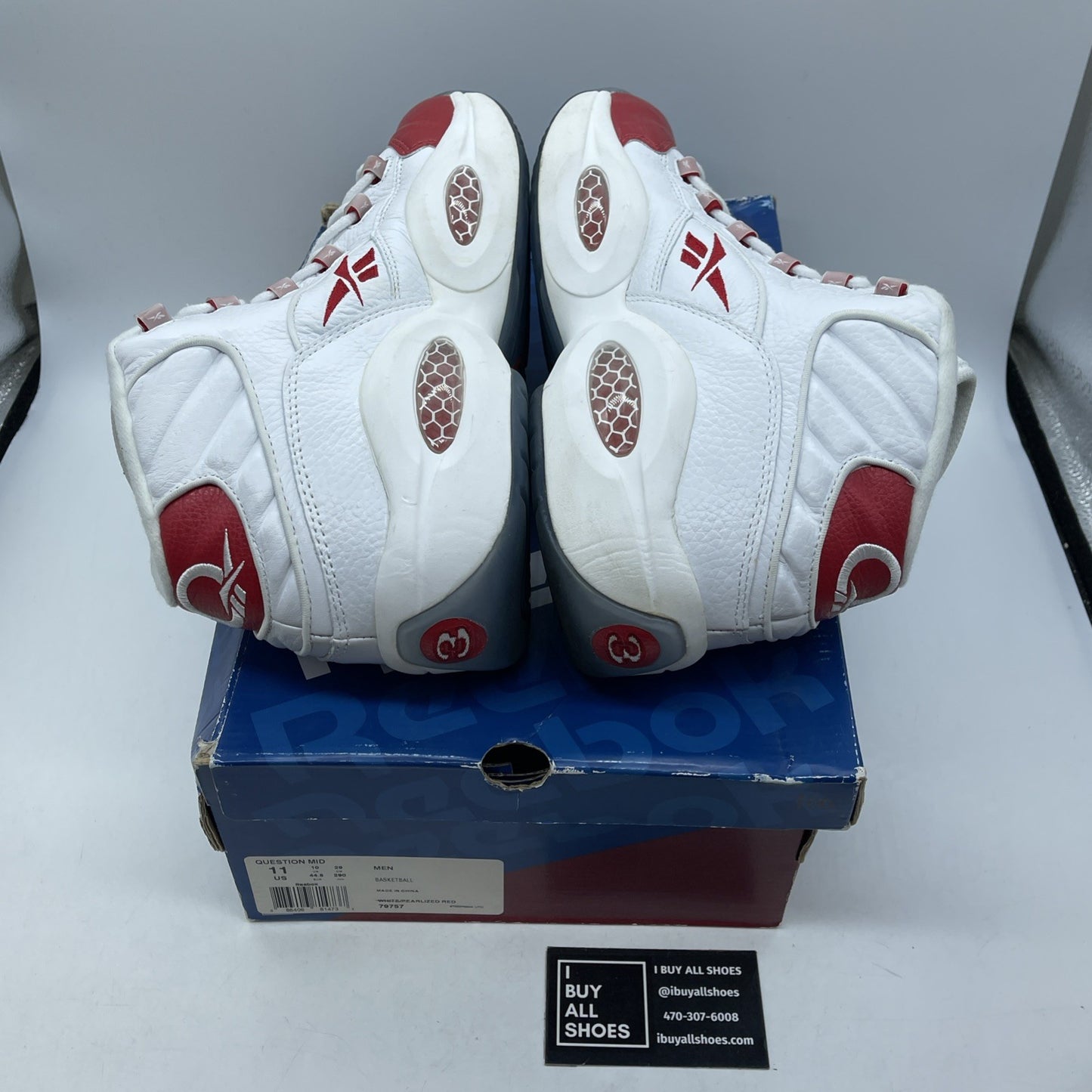 Size 11 - Reebok Question Mid Pearlized Pearl Red Toe Iverson 2012 Retro (79757)