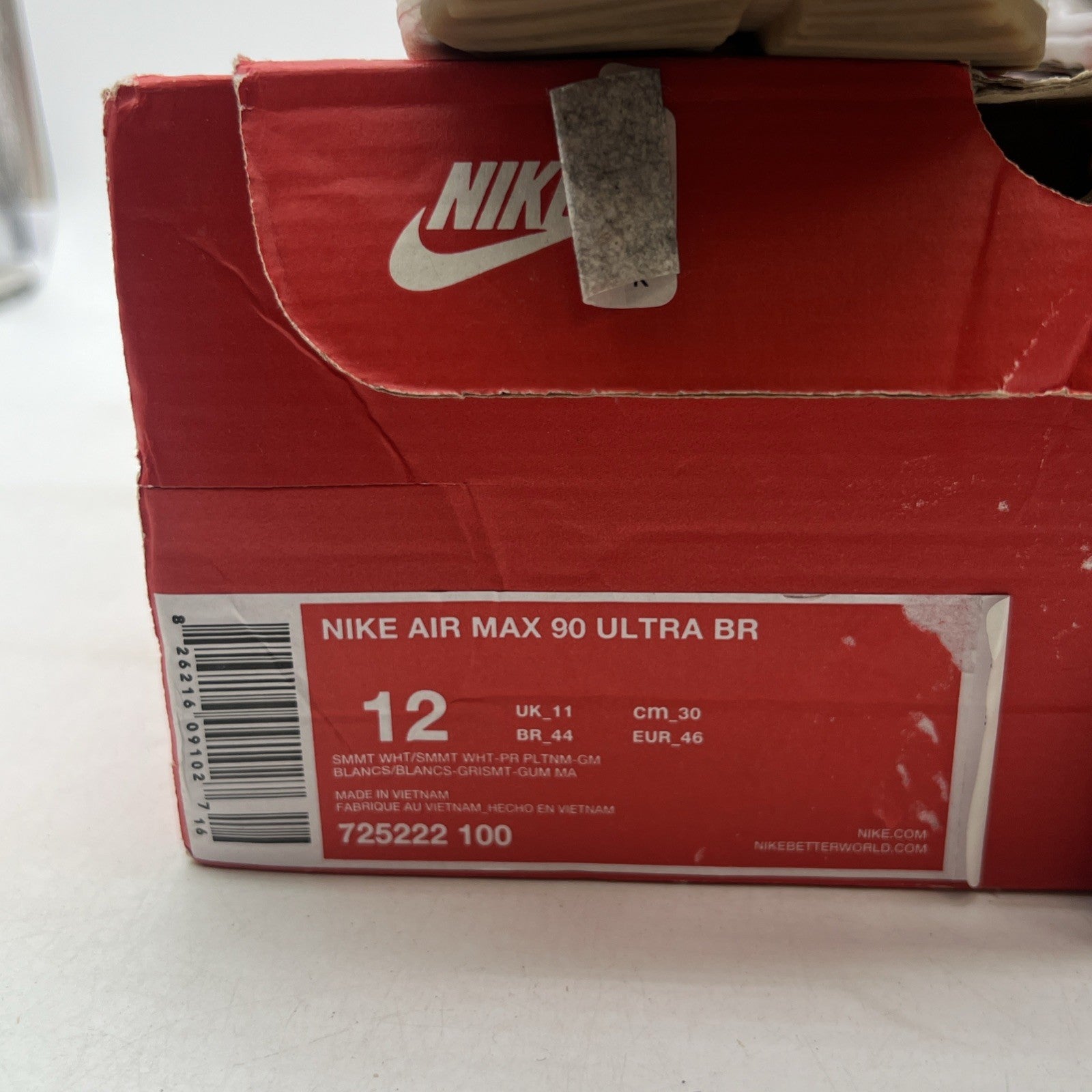 Size 12 - Nike Air Max 90 Ultra BR White (725222-100)