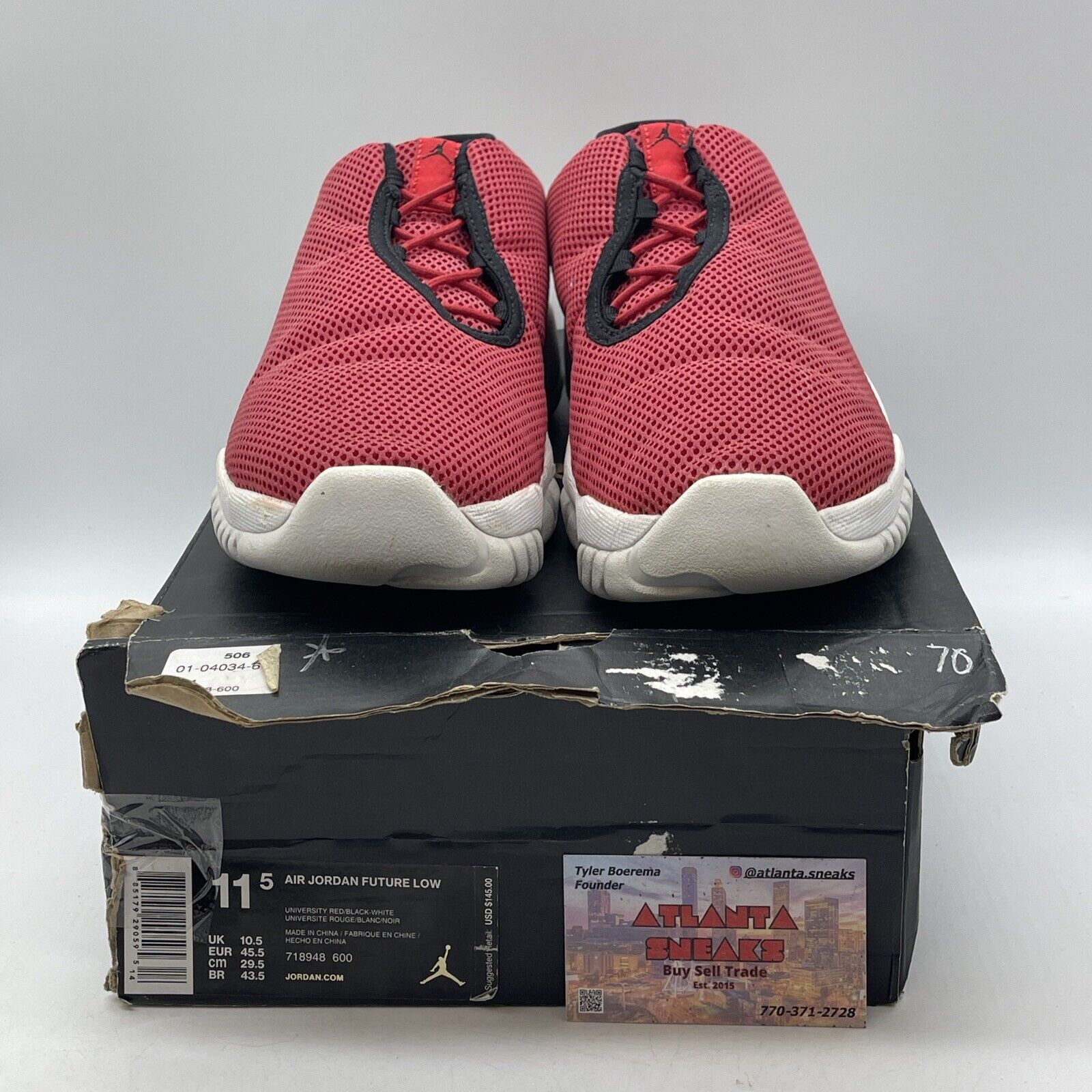 Size 11.5 - Jordan Future 3M Low University Red Black White Suede (718948-600)