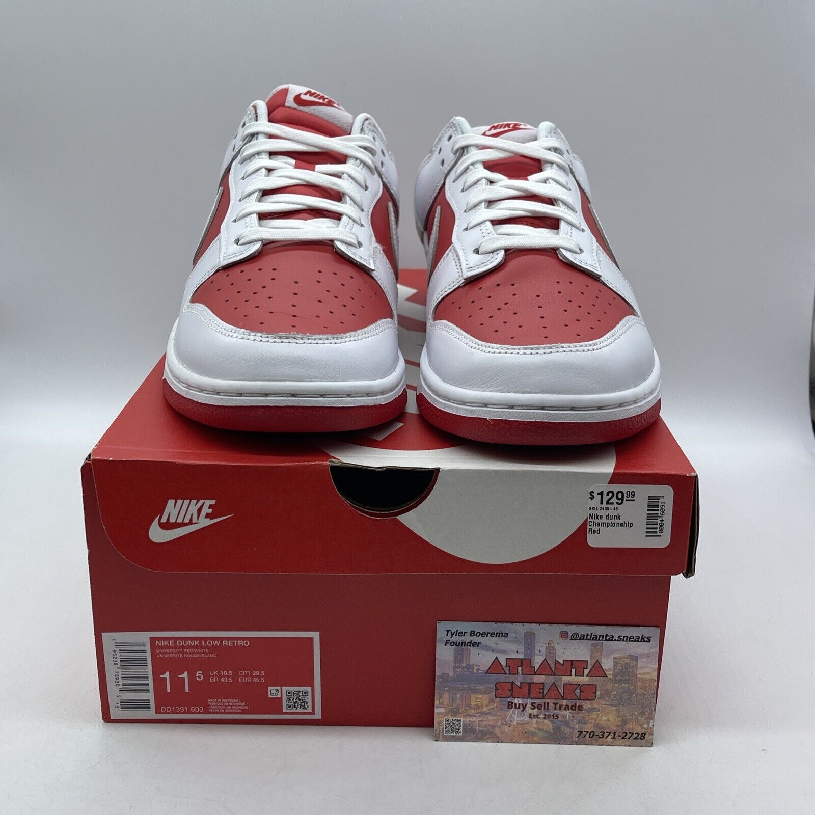 Size 11.5 - Nike Dunk Low Championship Red White Leather (DD1391-600)