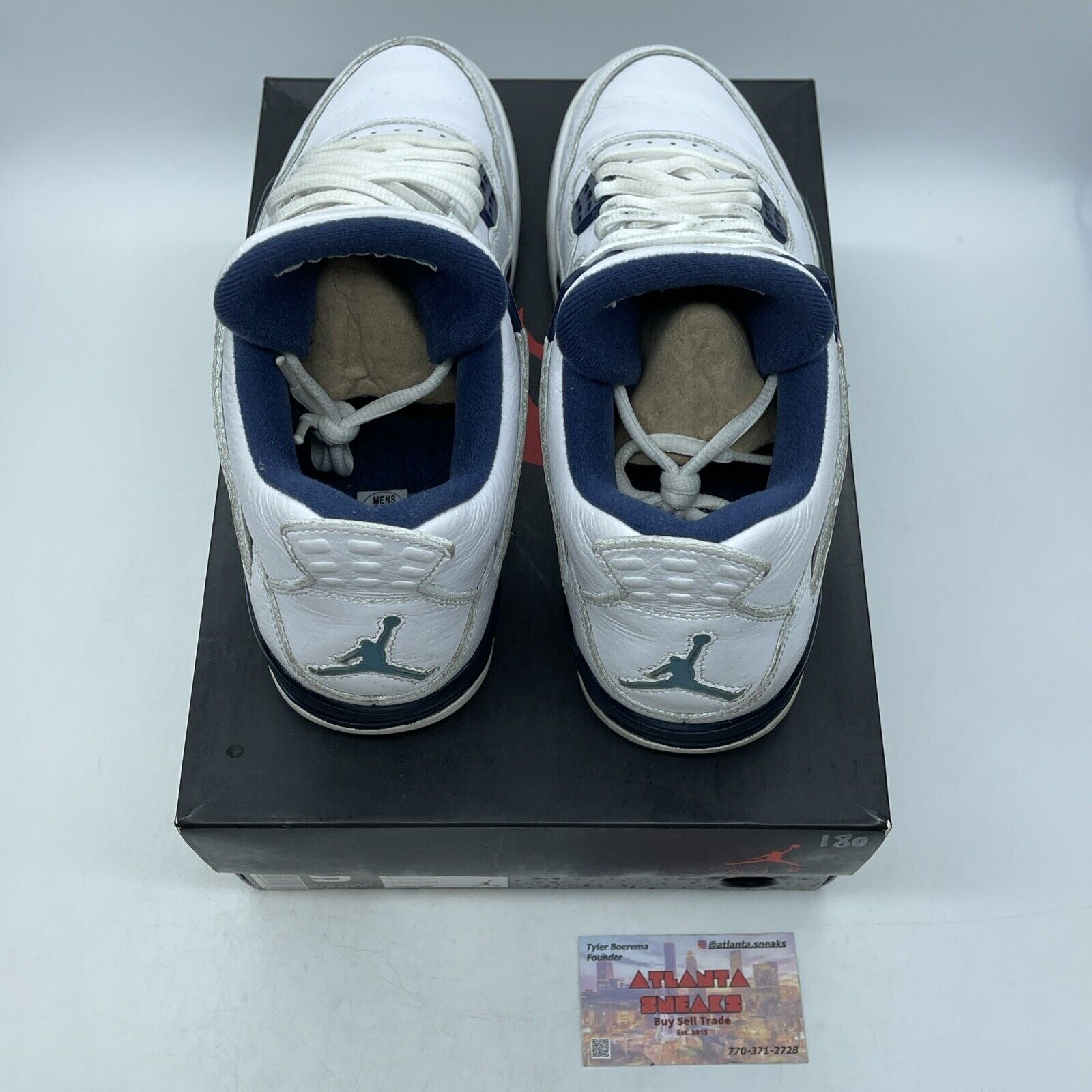 Size 9.5 - Air Jordan 4 Retro LS Columbia Navy White Leather (314254-107)