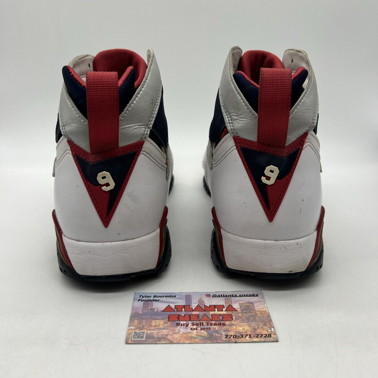 Size 11 - Air Jordan 7 Retro 2012 Olympic White Navy Red Gold Leather Used