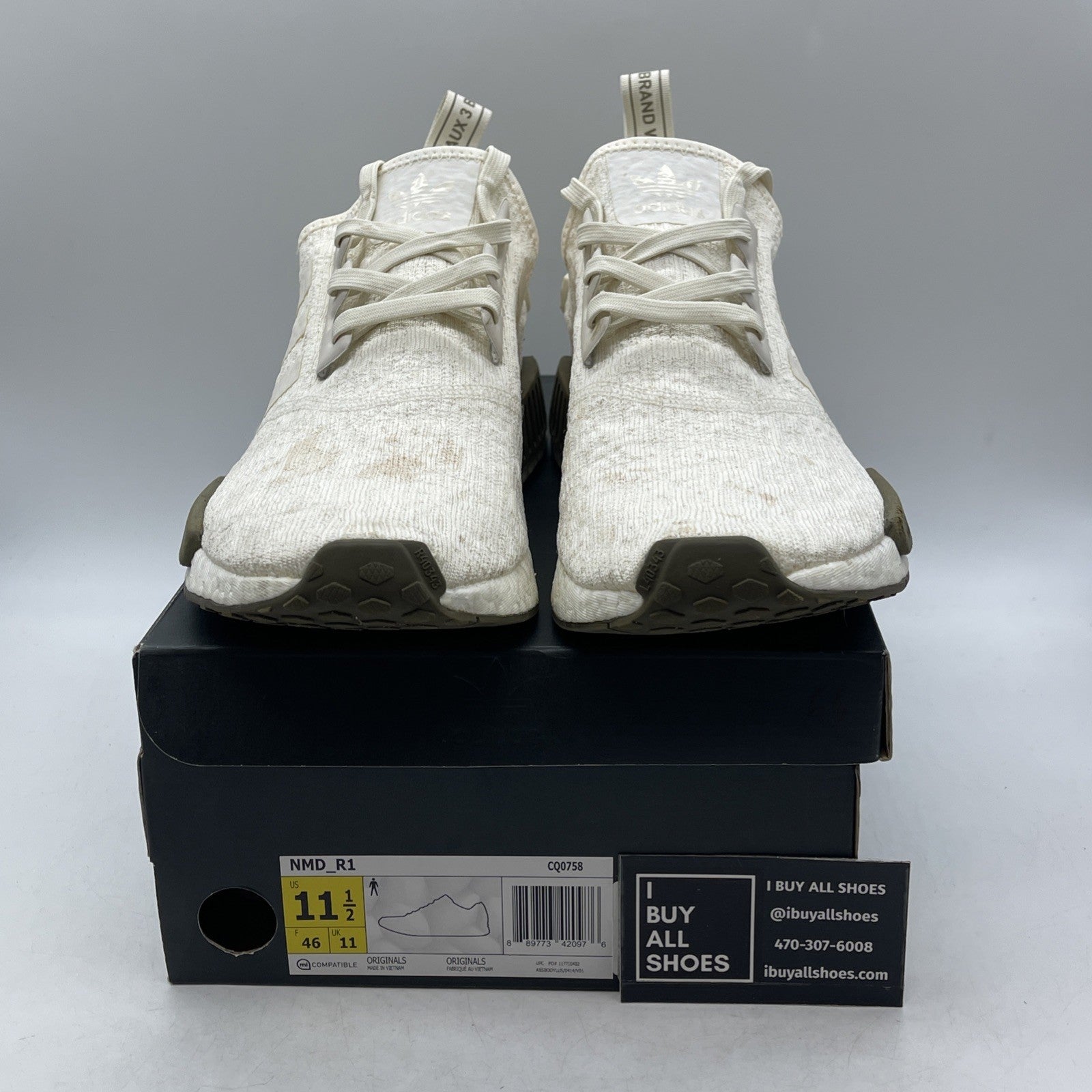 Size 11.5 - Adidas Champs Sports x NMD_R1 Chalk and Olive (CQ0758)