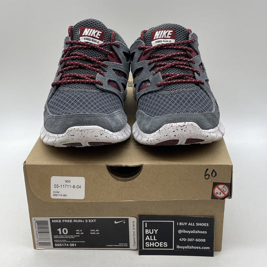 Size 10 - Nike Free Run 2 gray and crimsom red (555174-061)