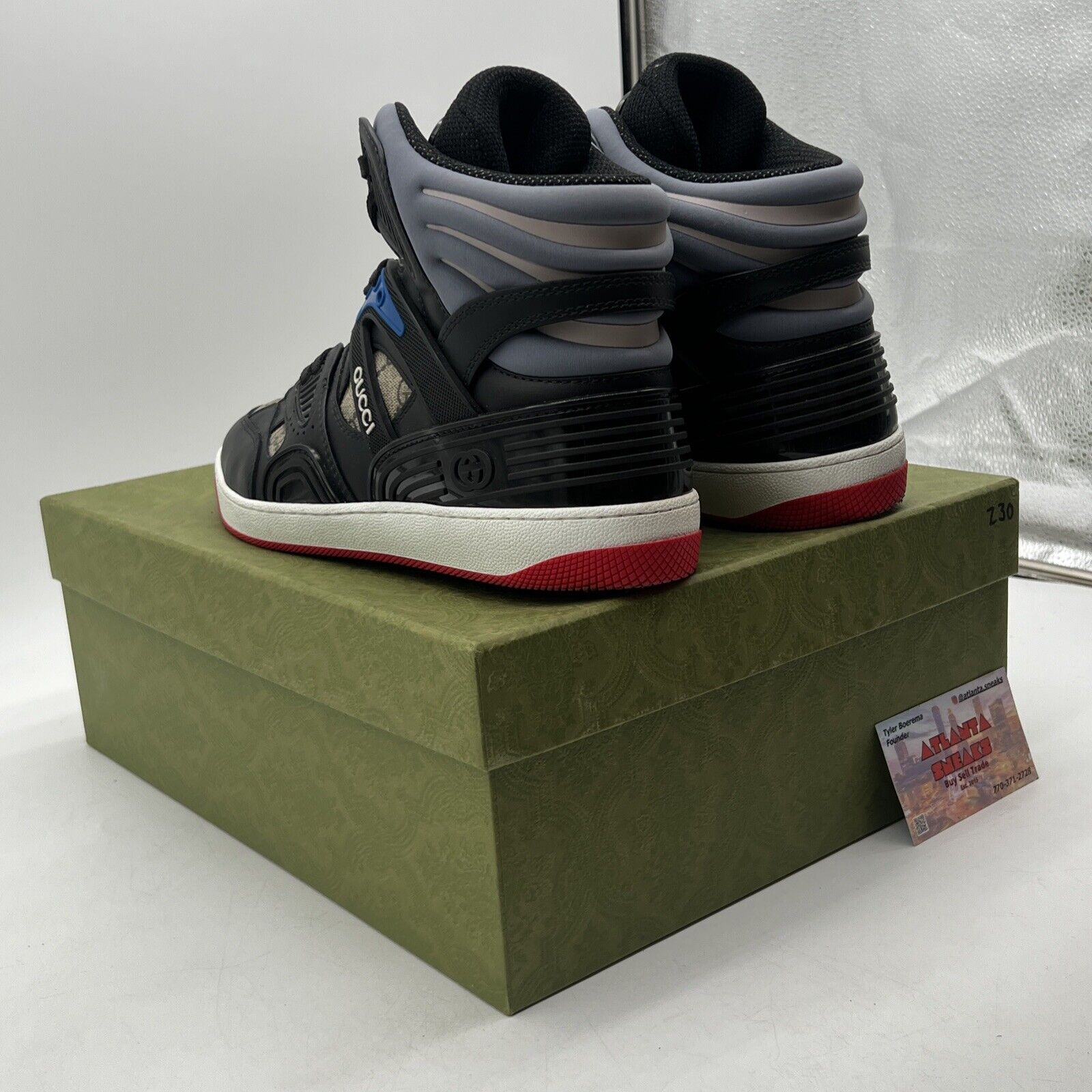 Size 9 - Gucci Basket High Black Demetra Red