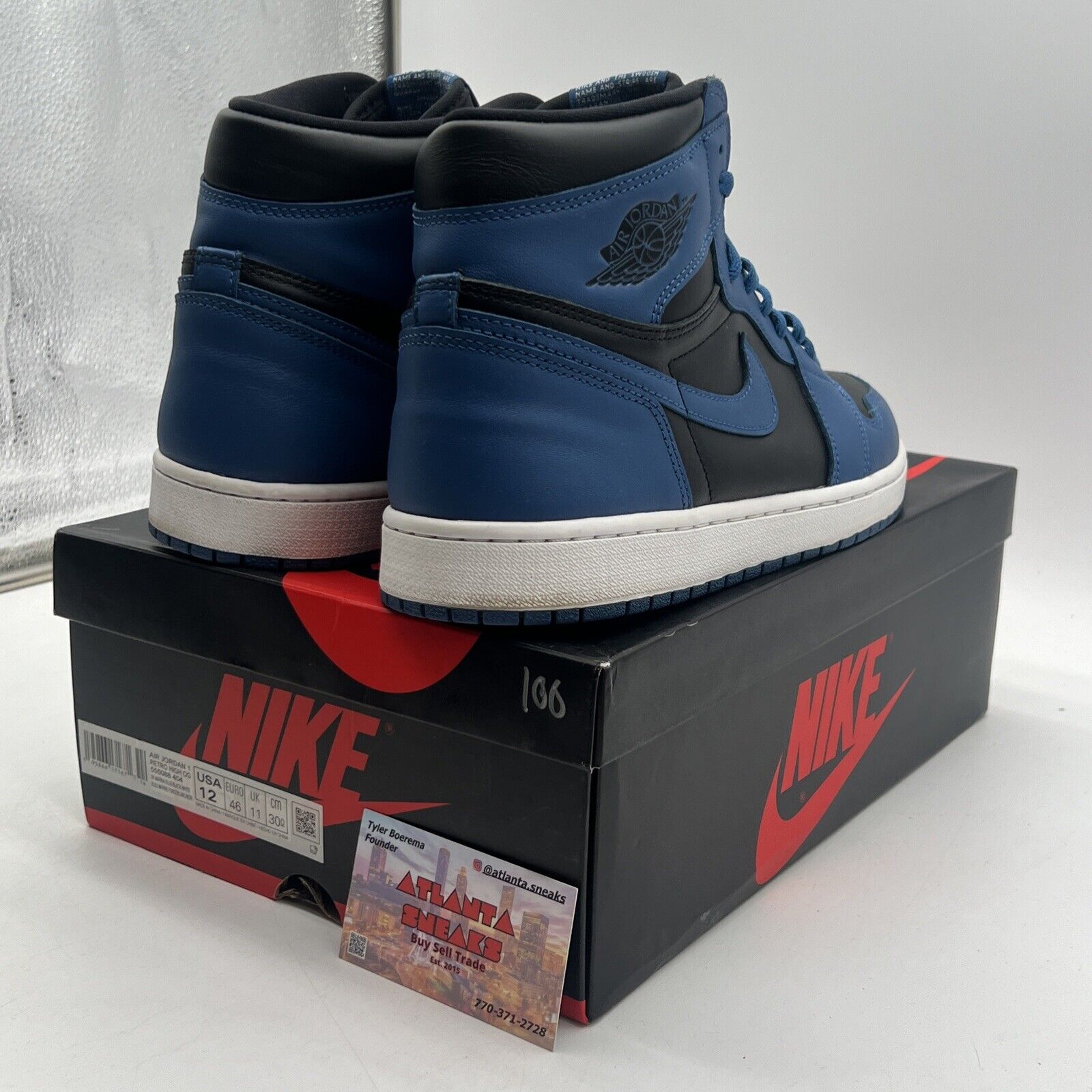 Size 12 - Jordan 1 Retro OG High Dark Marina Blue Black White (555088-404)