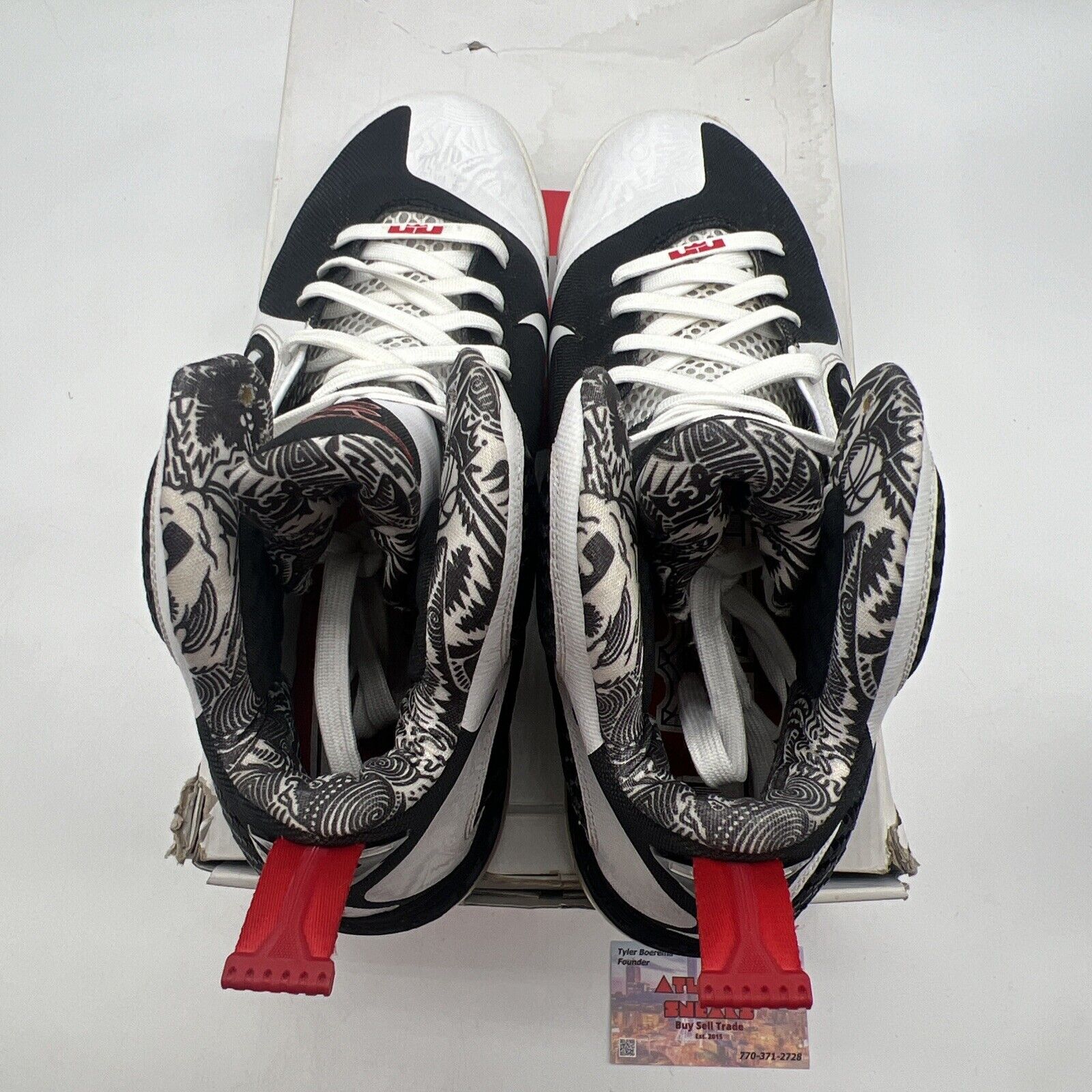 Size 11.5 - Nike LeBron 9 Freegums Black White Red Leather (469764-101)