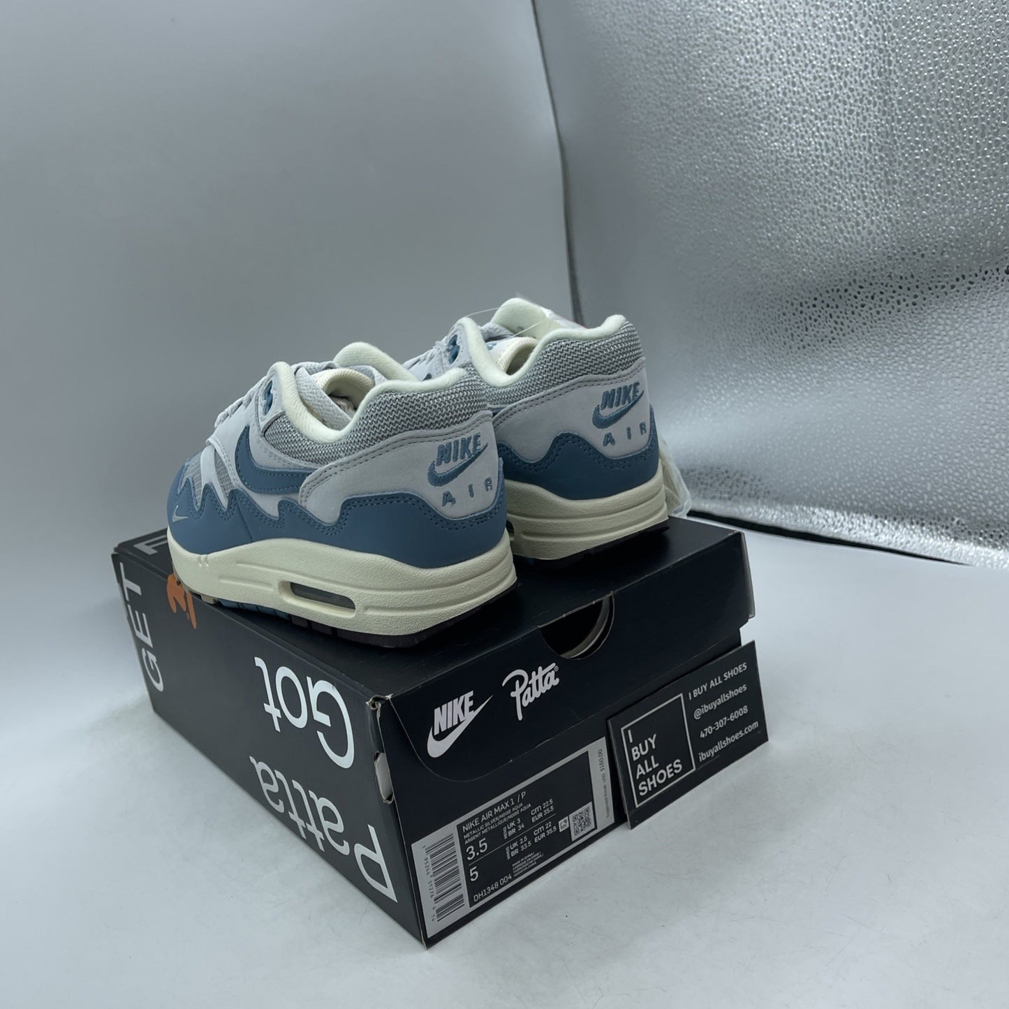 Size 3.5 - Nike Air Max 1 Patta Waves Noise Aqua (DH1348-004)