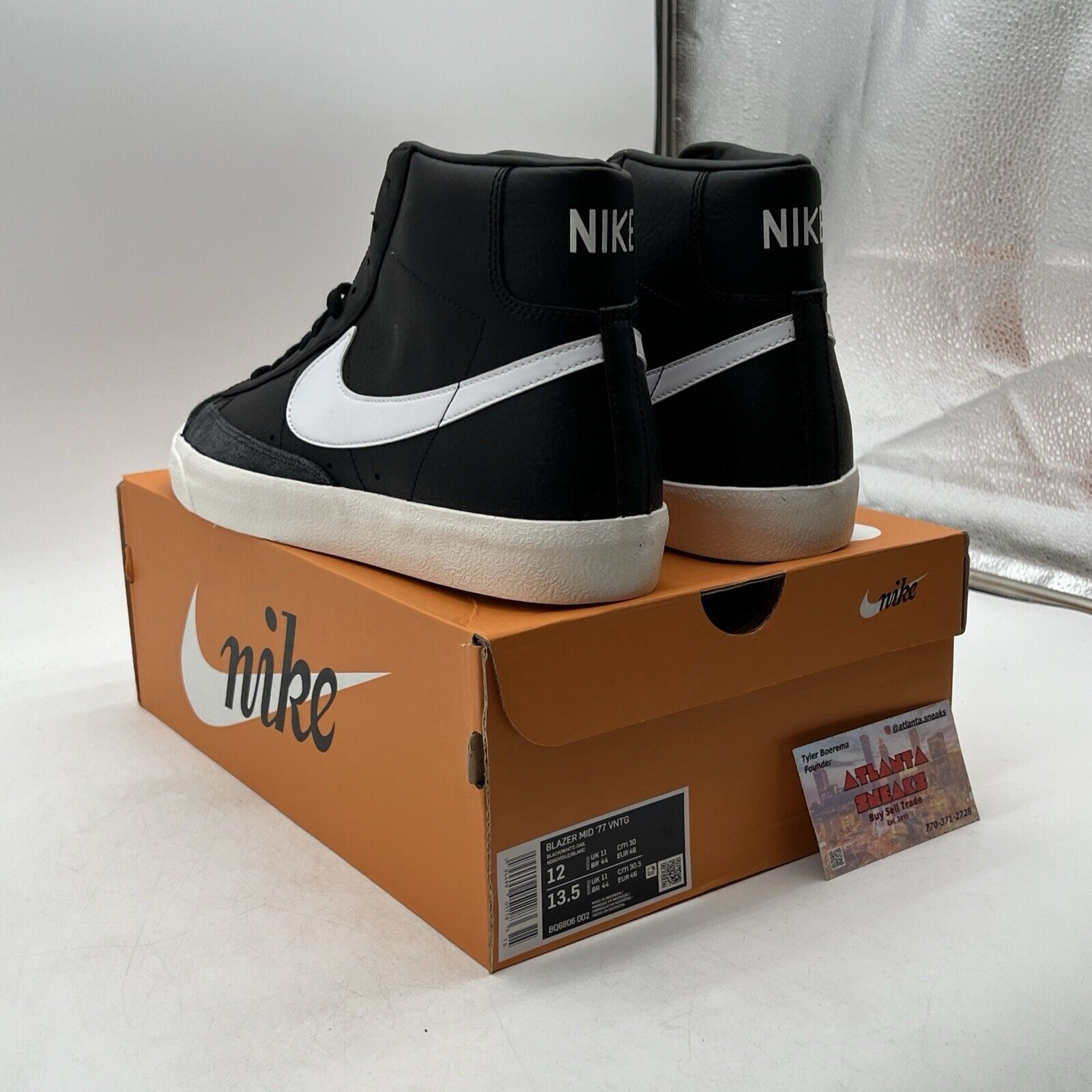 Size 12 - Nike Blazer '77 Vintage Mid Black Sail Leather (BQ6806-002)