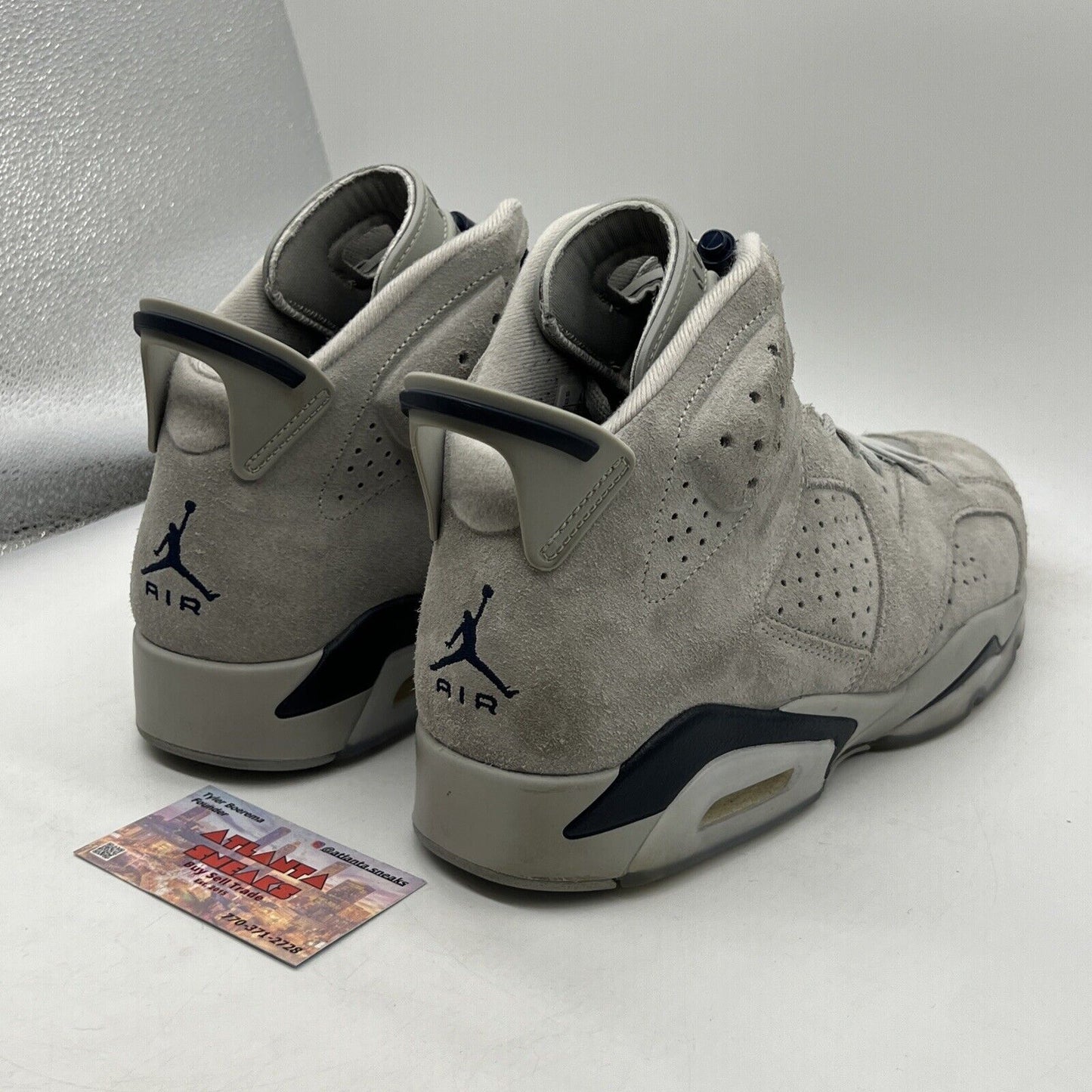 Size 12 - Jordan 6 Retro Mid Georgetown Grey Navy Suede (554724-025)