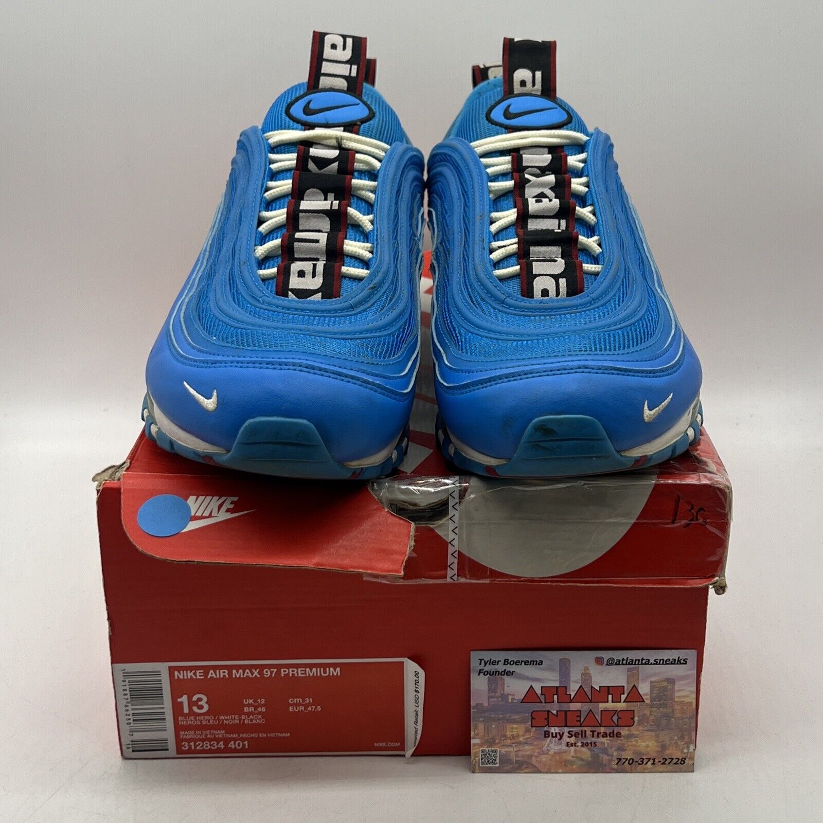 Size 13 - Nike Air Max 97 Blue Hero Black White Red (312834-401)