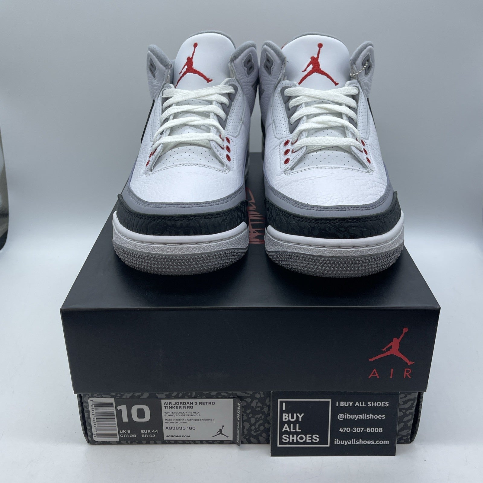 Size 10 - Jordan 3 Retro NRG Tinker 2018 White Black Suede (AQ3835-160)