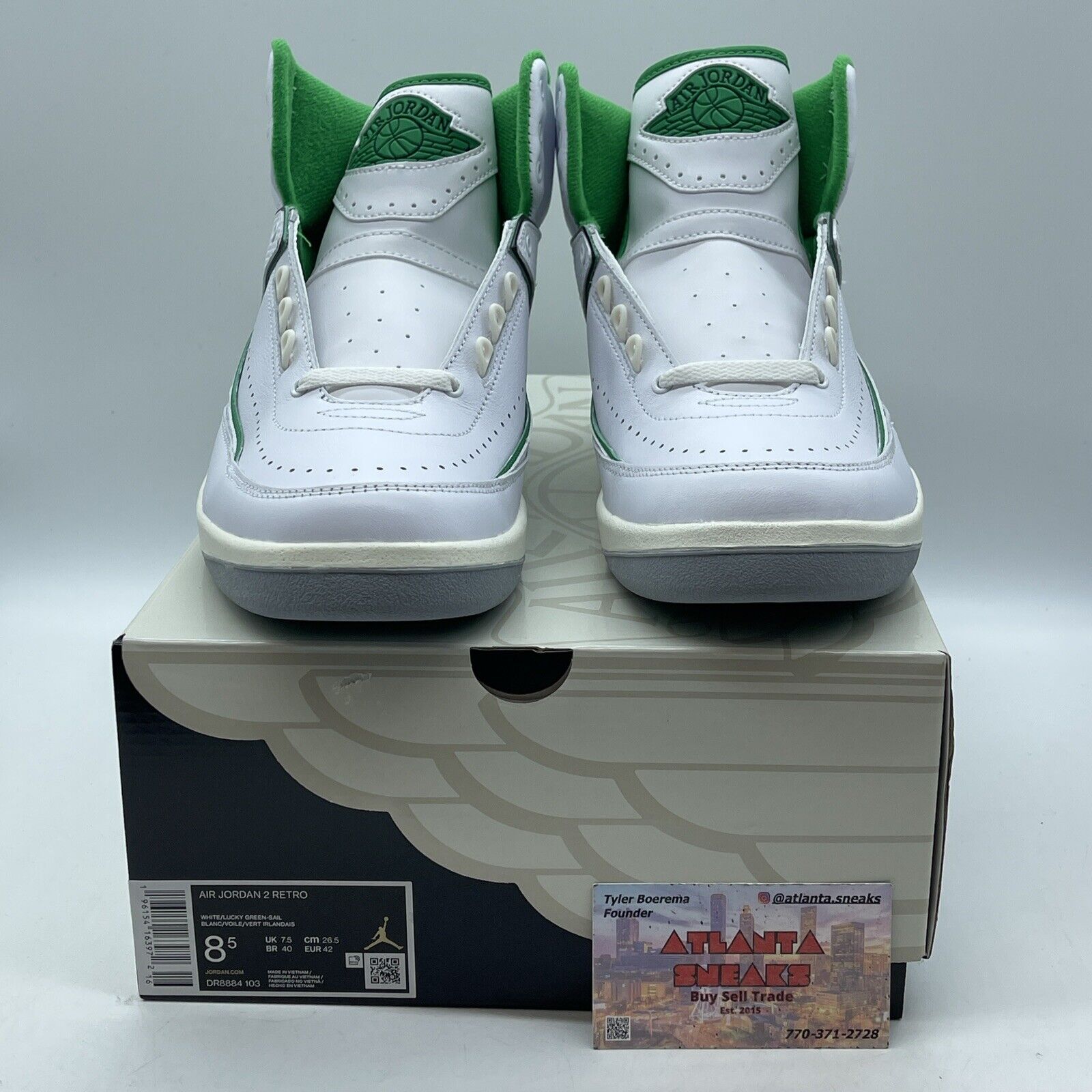 Size 8.5 - Jordan 2 Retro Lucky Green White Leather (DR8884-103)