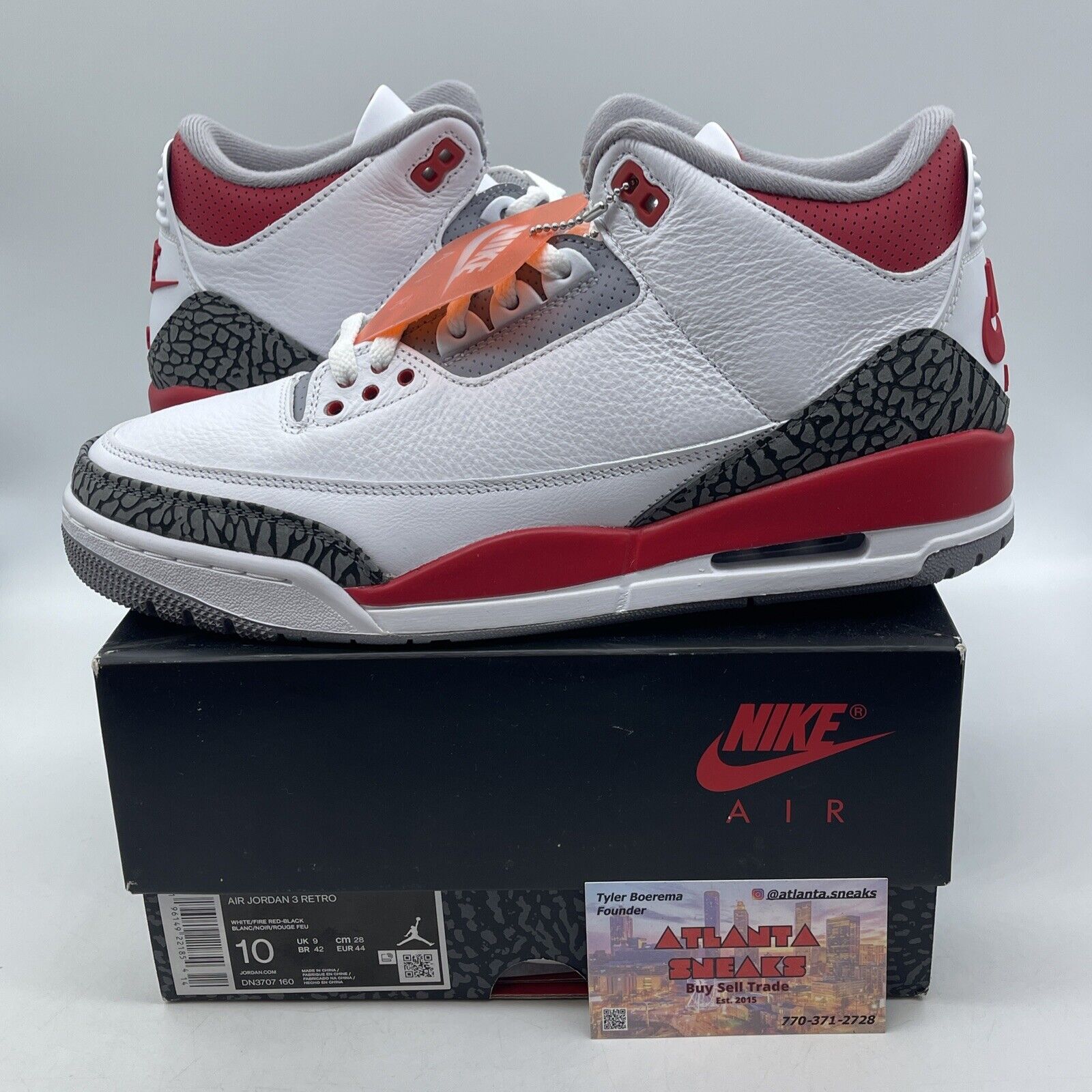 Size 10 - Jordan 3 Retro Mid Fire Red White Black Leather (DN3707-160)