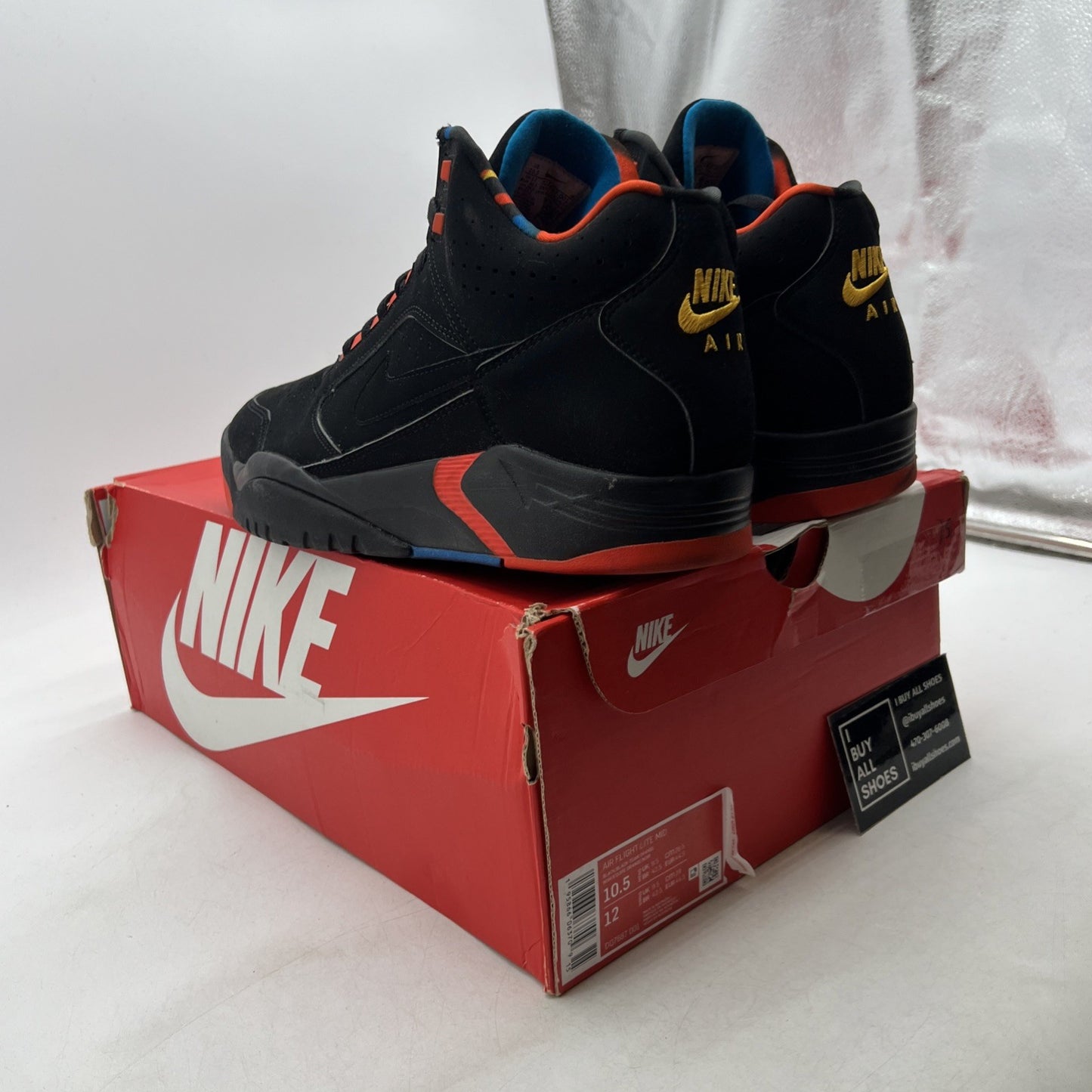 Size 10.5 - Nike Air Flight Lite Mid Black Team Orange (DQ7687-001)