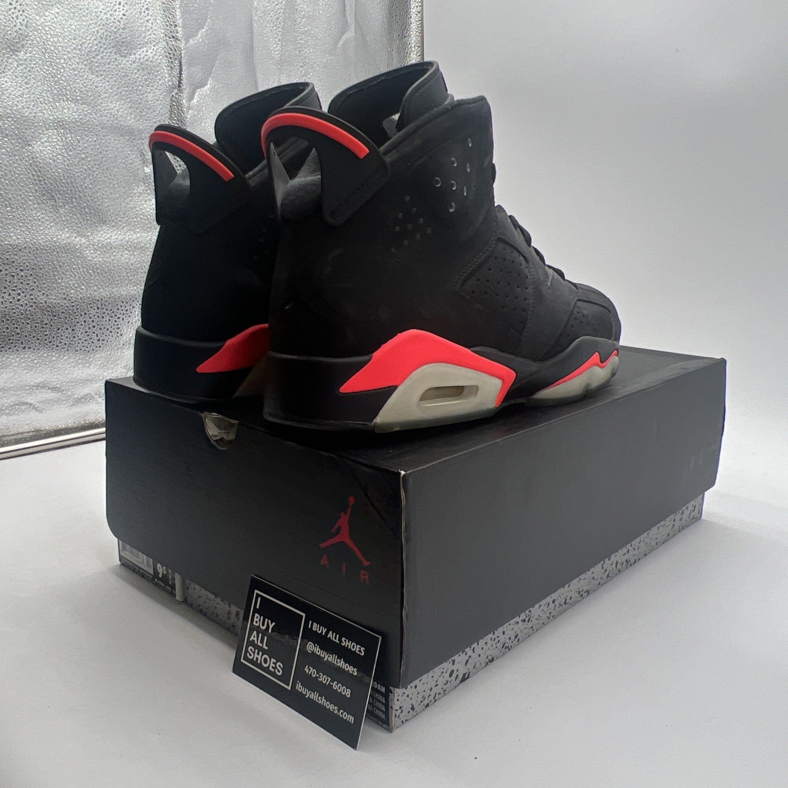 Size 9.5 - Air Jordan 6 Retro Infrared Black 2014 (384664-023)