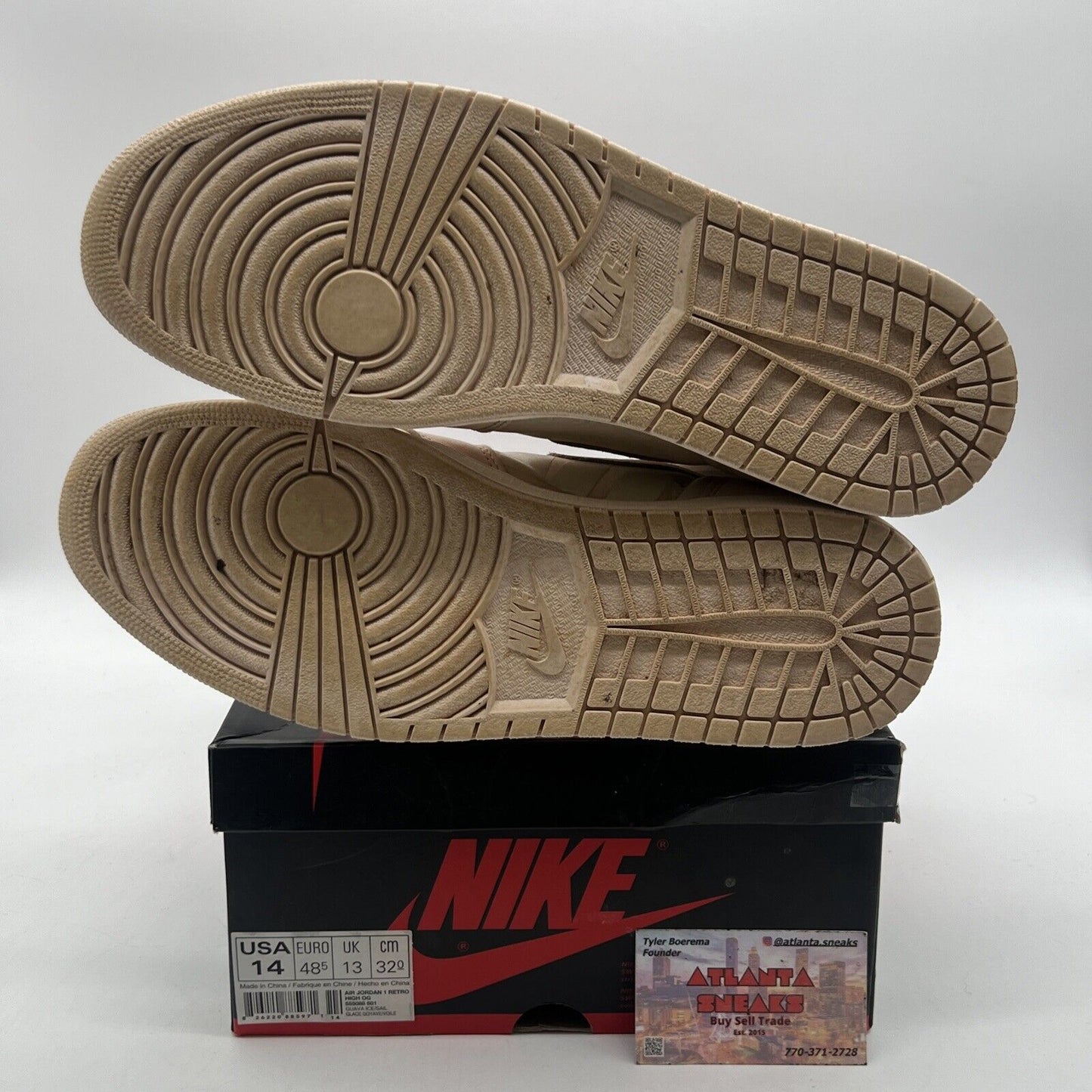 Size 14 - Air Jordan 1 Retro OG High Guava Ice Leather Light Pink (555088-801)