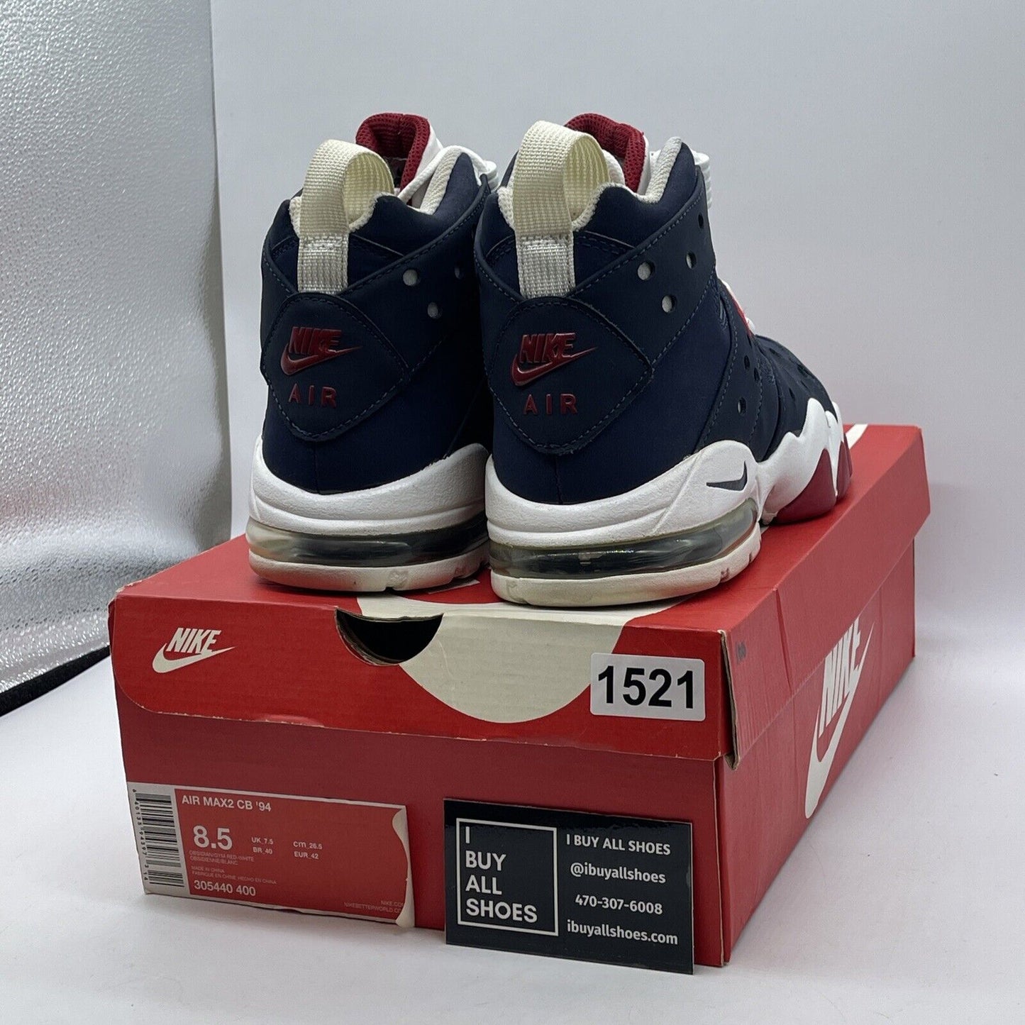 Size 8.5 - Nike Air Max 2 CB 94 Obsidian Blue Red White Suede (305440-400)