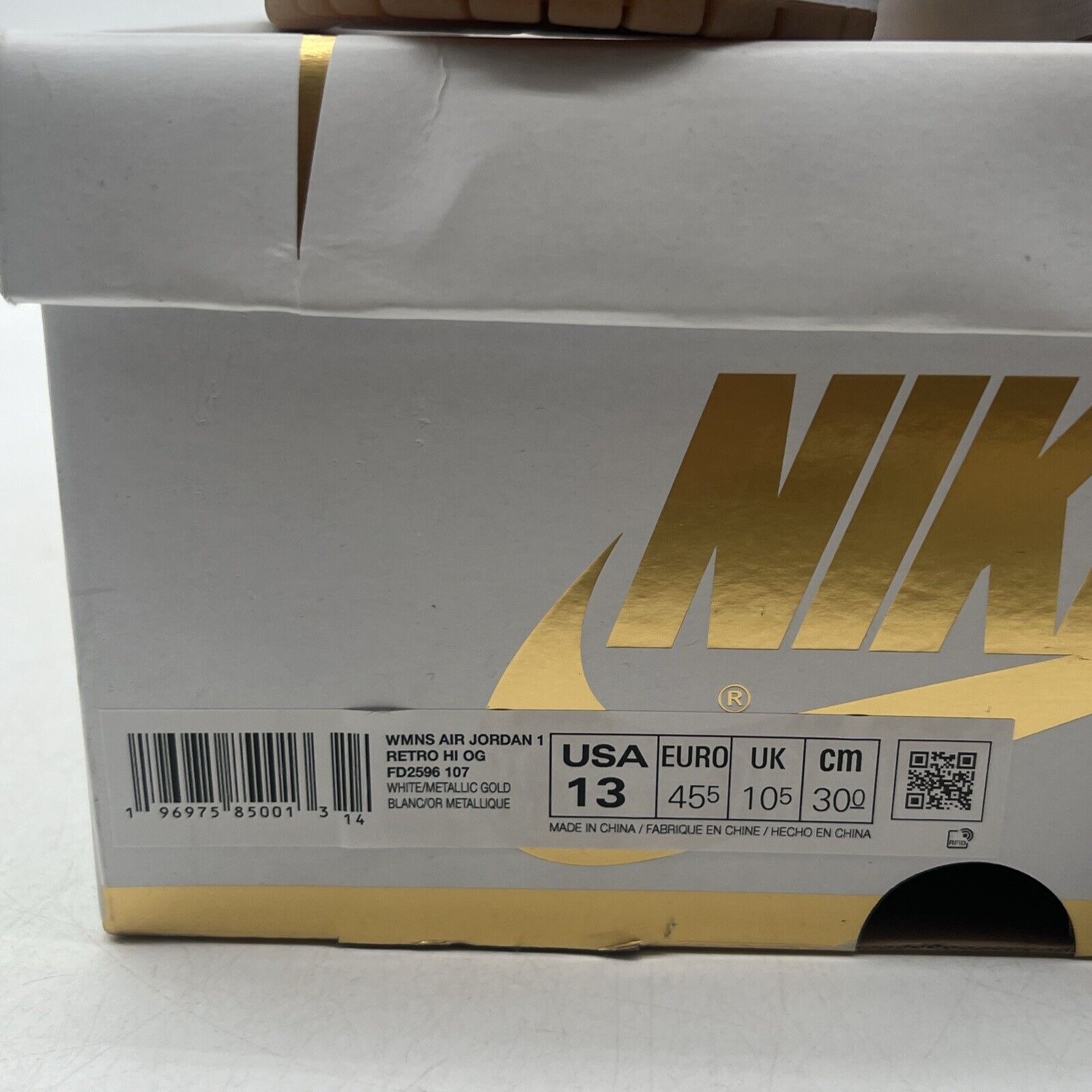 Size 13 - Air Jordan 1 Retro OG High Metallic Gold W Leather (FD2596-107)