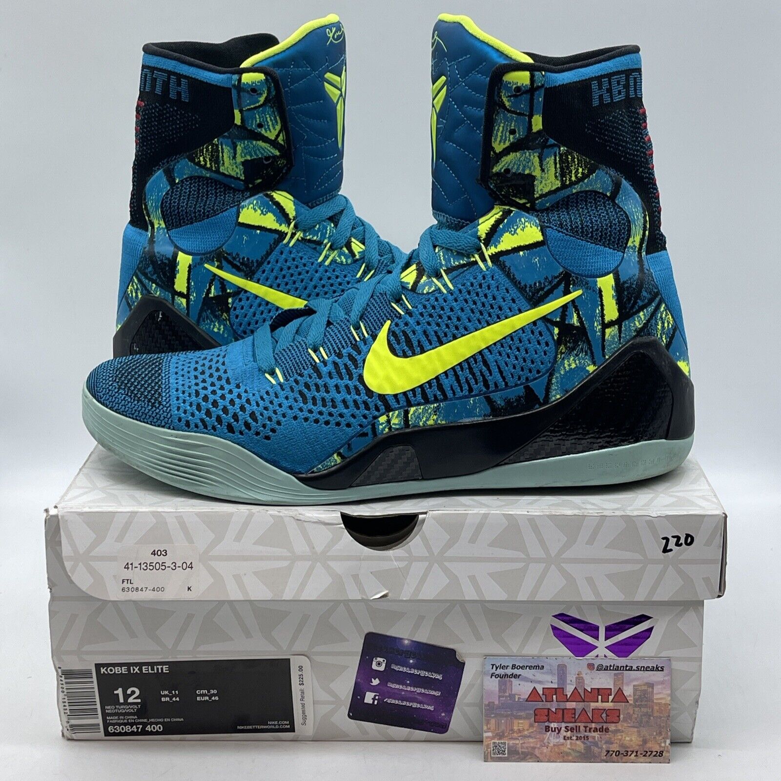 Size 12 - Nike Kobe 9 Elite Perspective Blue Yellow Black Suede (630847-400)