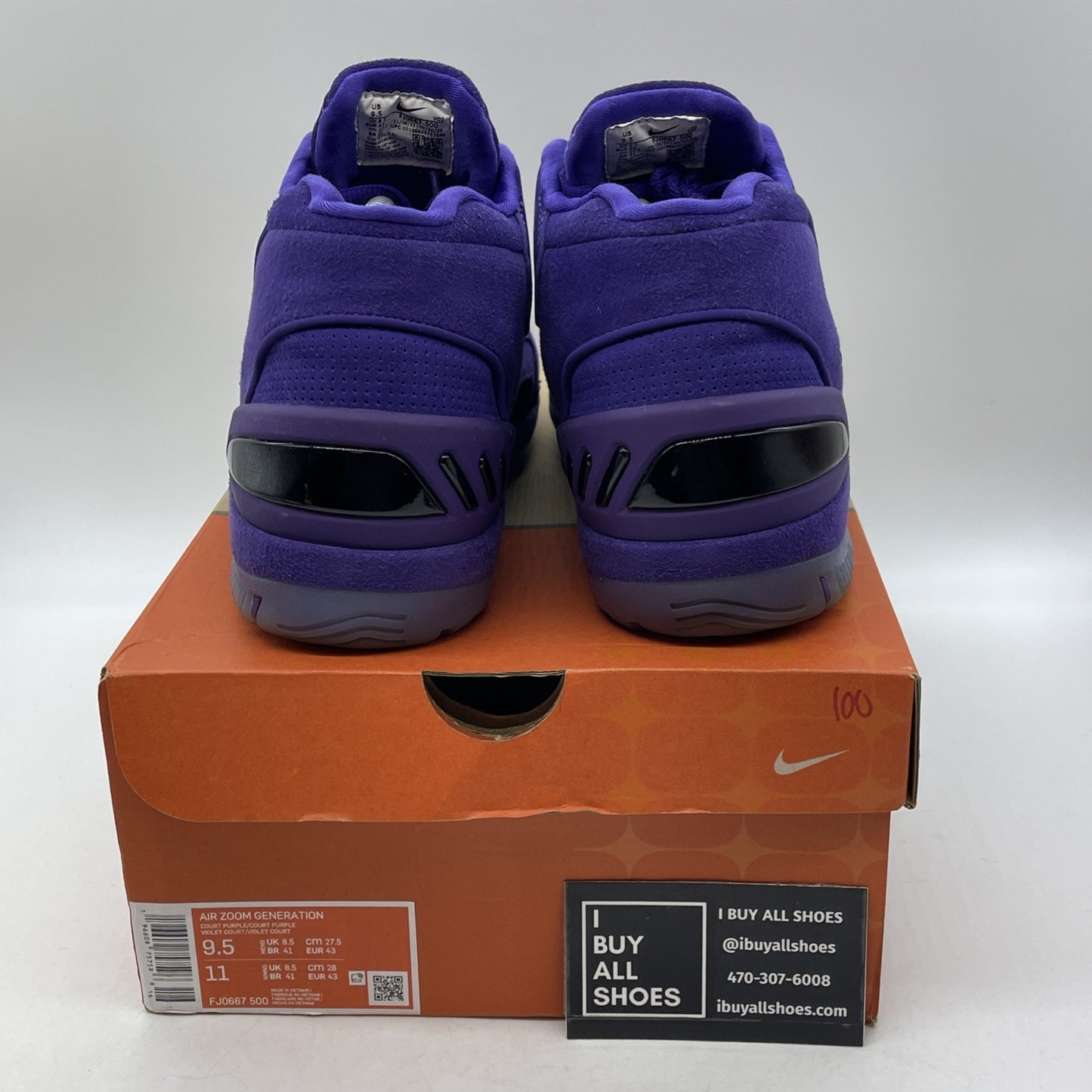 Size 9.5 - Nike Air Zoom Generation Shoes Mid Court Purple (FJ0667-500)