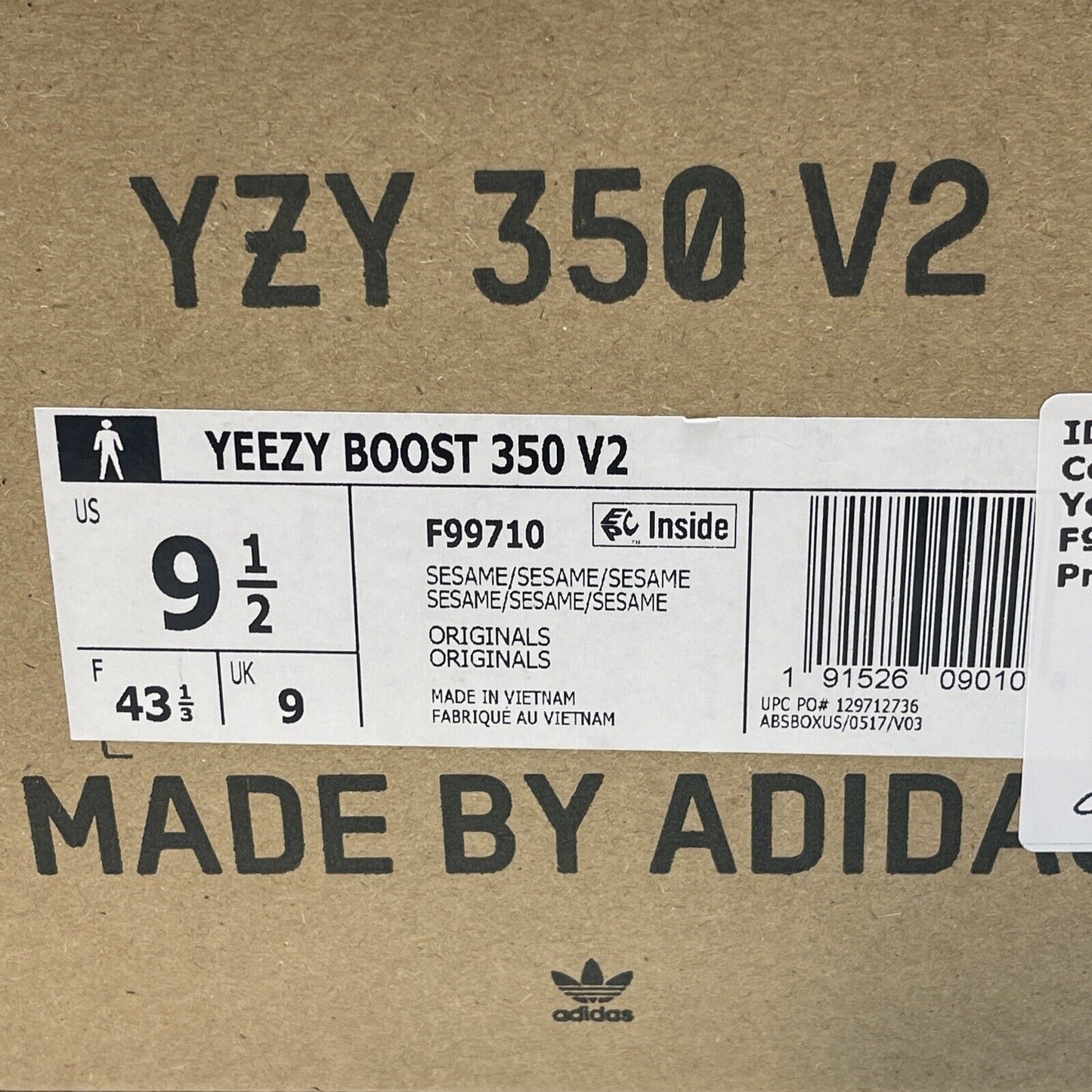 Size 9.5 - adidas Yeezy Boost 350 V2 Low Sesame (F99710)