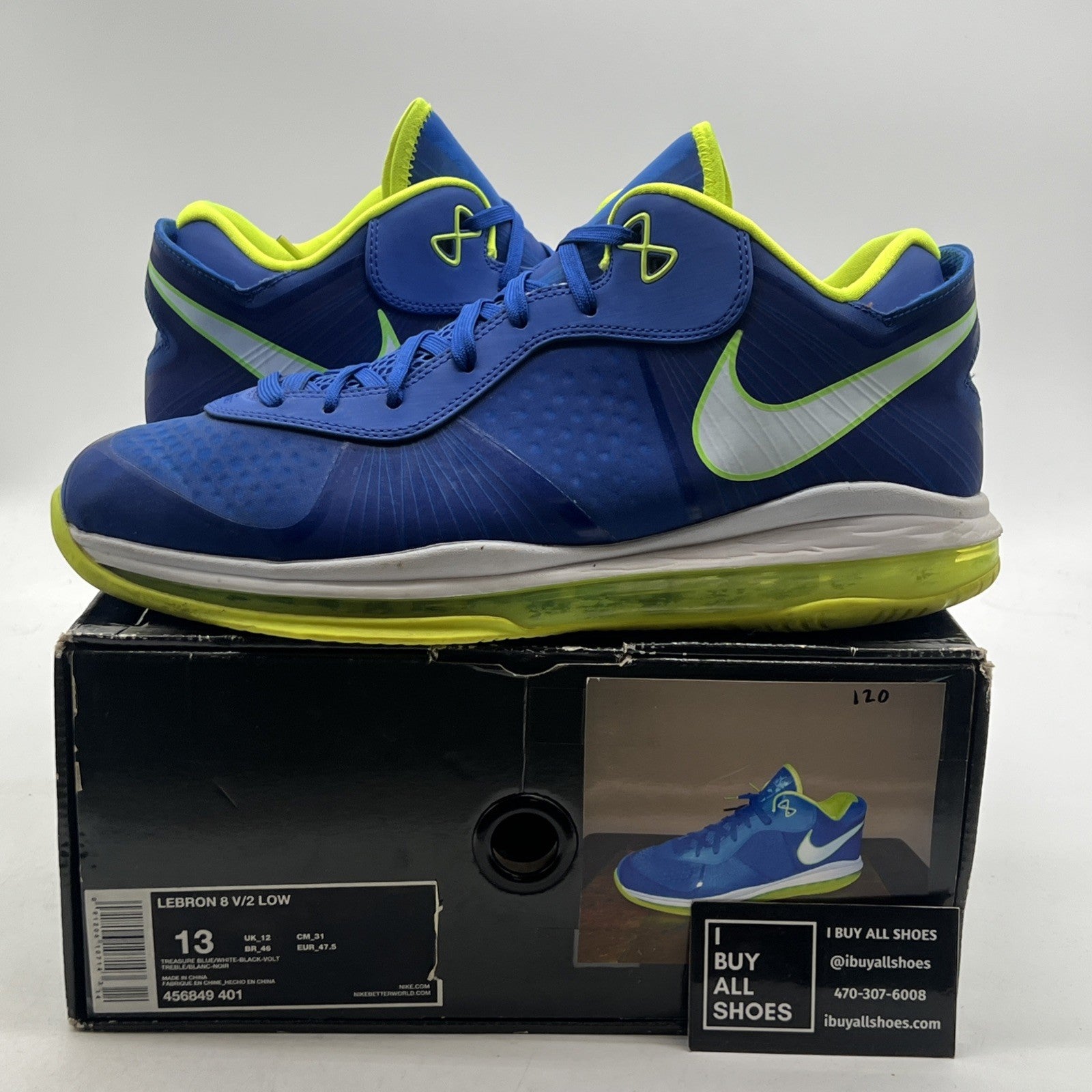 Size 13 - Nike LeBron 8 V/2 2011 Low Sprite (456849-401)