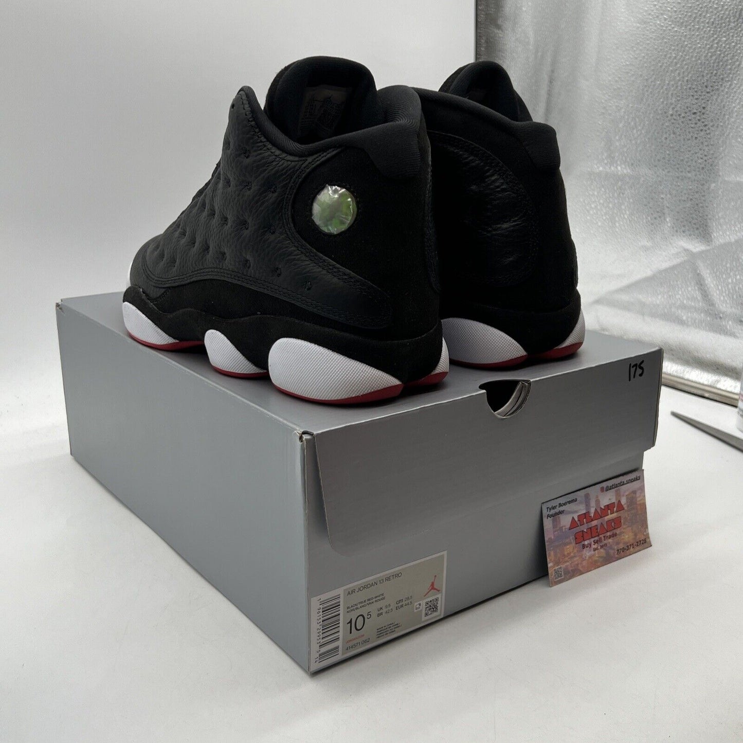 Size 10.5 - Jordan 13 Retro Mid Playoff Black White Red Leather (414571-062)