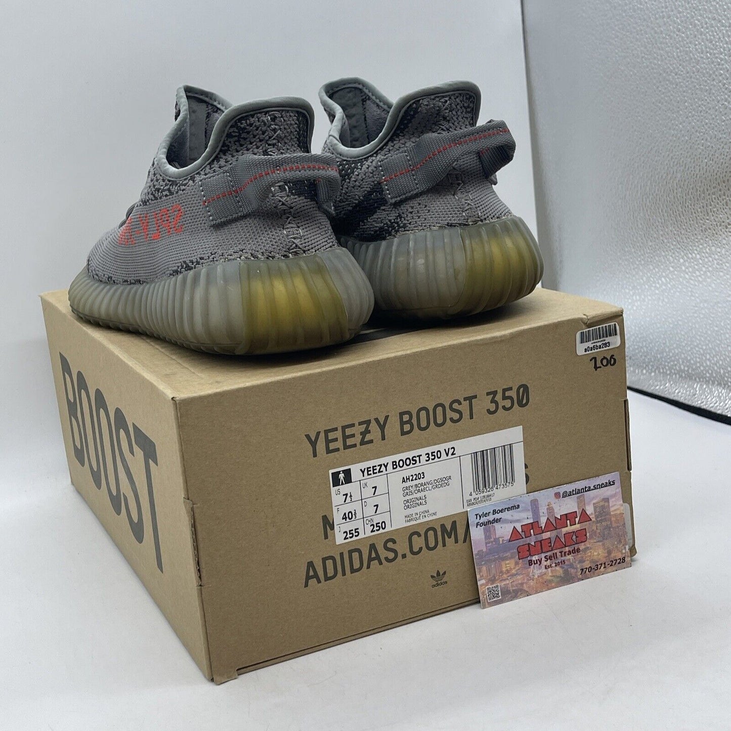 Size 7.5 - adidas Yeezy Boost 350 V2 Low Beluga 2.0 Grey Red Suede (AH2203)