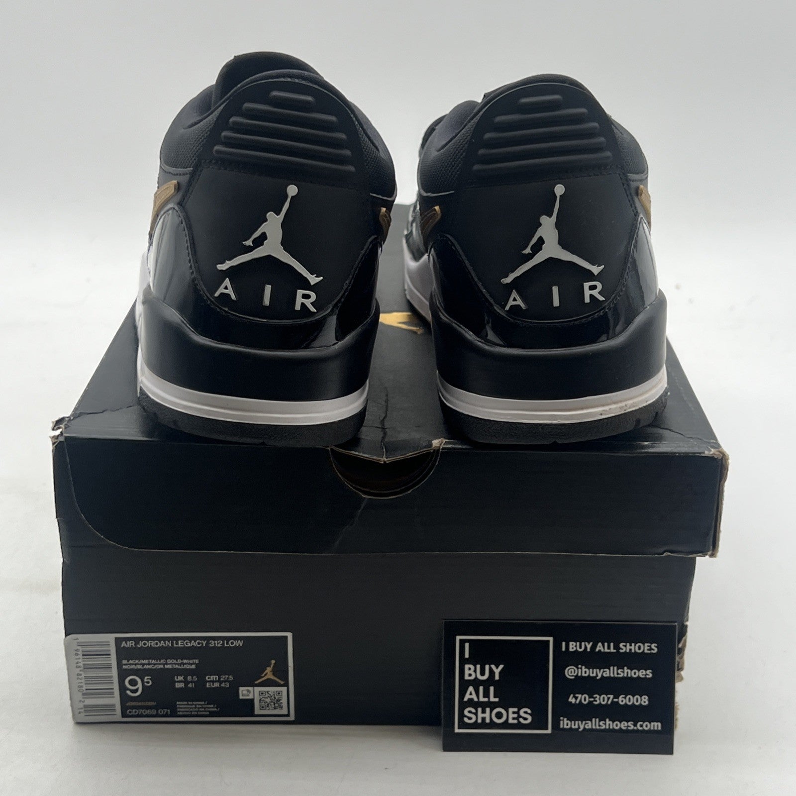 Size 9.5 - Jordan Legacy 312 Low Black Metallic Gold (CD7069-071)