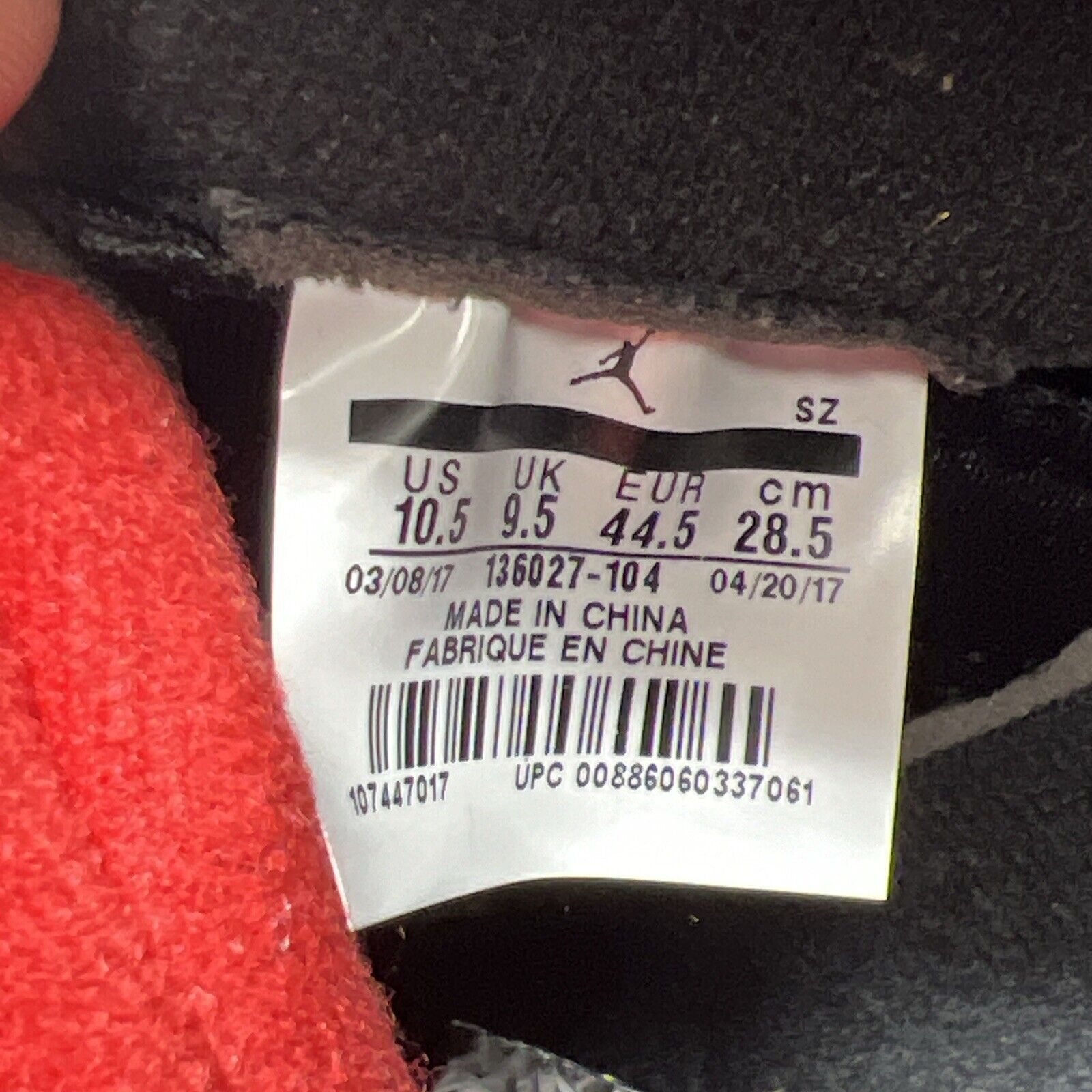 Size 10.5 - Air Jordan 5 Retro White Cement Red Black Grey Leather (136027-104)