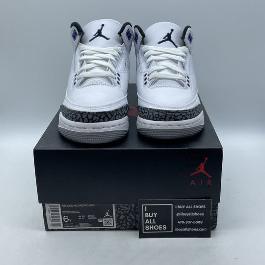 Size 4Y& 6Y- Jordan 3 Retro Mid Dark Iris Leather Suede (MISMATCH) (DM0967-105)