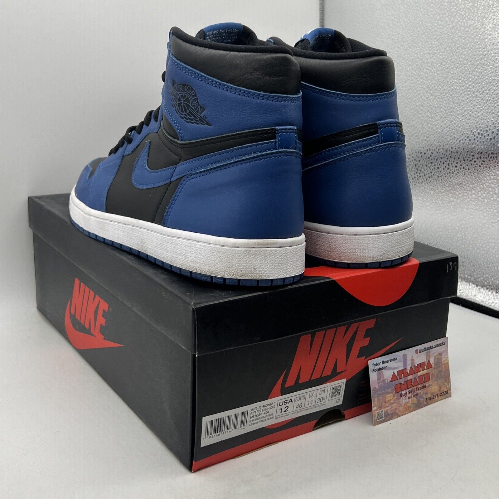 Size 12 - Jordan 1 Retro OG High Dark Marina Blue Leather (555088-404)