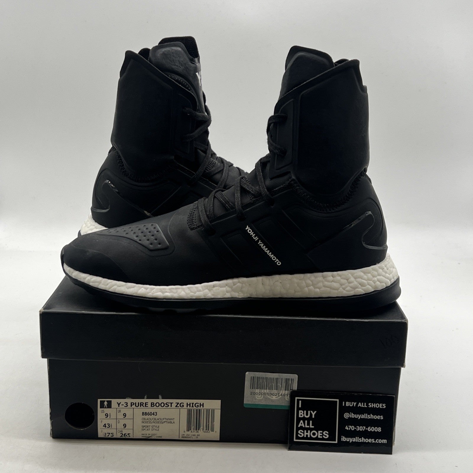 Size 9.5 - Adidas Y-3 PureBoost ZG High Core Black (BB6043)