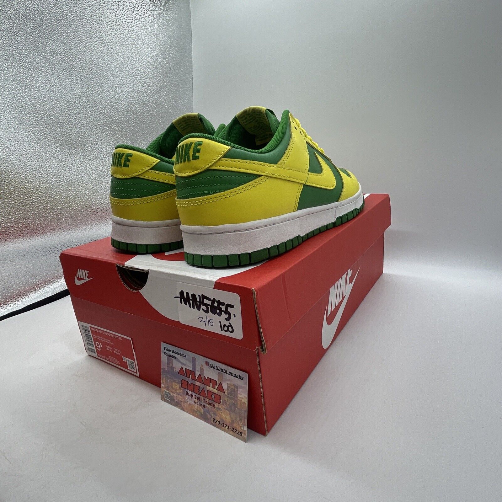 Size 9.5 - Nike Dunk Low Reverse Brazil Yellow Green Leather (DV0833-300)