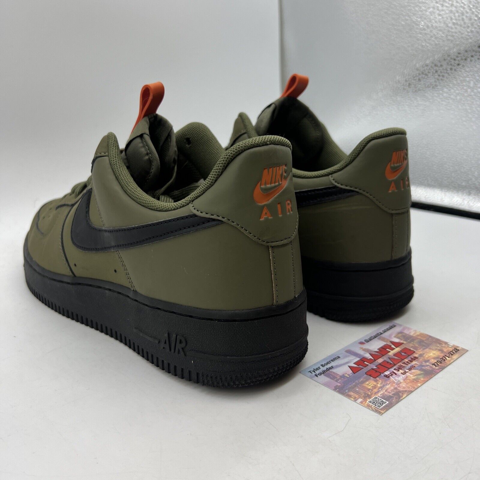 Size 10 - Nike Air Force 1 Low Medium Olive Orange Black Suede (BQ4326-200)