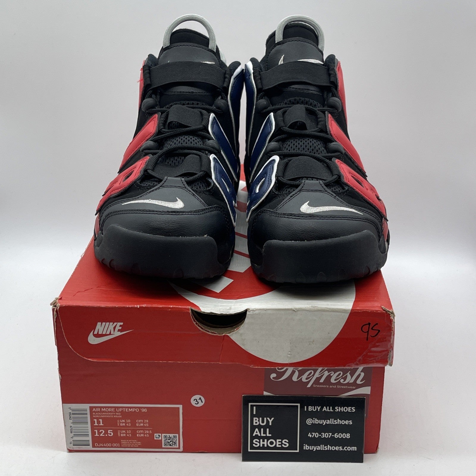 Size 11 - Nike Air More Uptempo '96 Split Black Blue Red Leather (DJ4400-001)