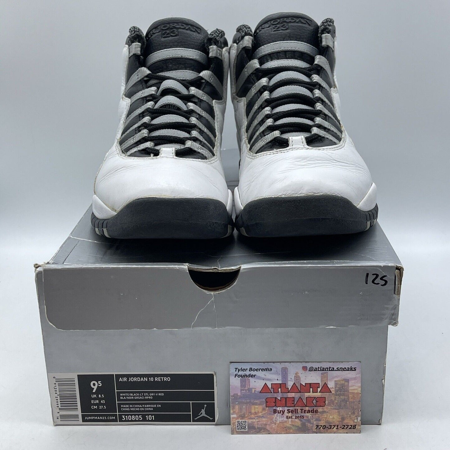 Size 9.5 - Air Jordan 10 Retro 2005 Steel Black White Leather (310805-101)