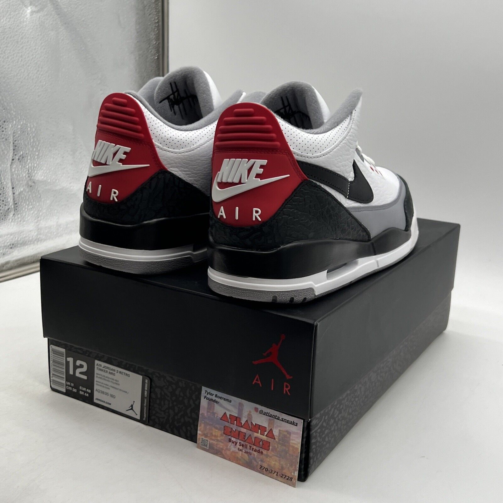 Size 12 - Jordan 3 Retro NRG Tinker 2018 White Black Red Leather (AQ3835-160)