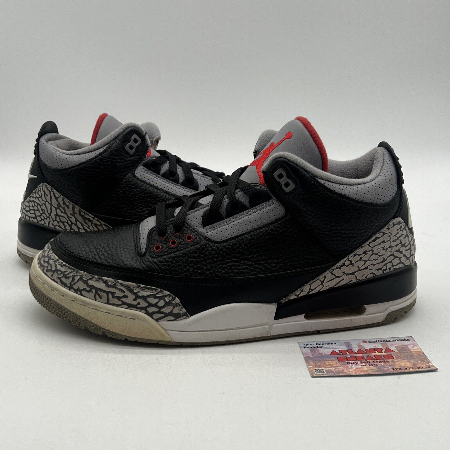 Size 13 - Jordan 3 Retro OG Mid Black Cement Grey Leather White (854262-001)