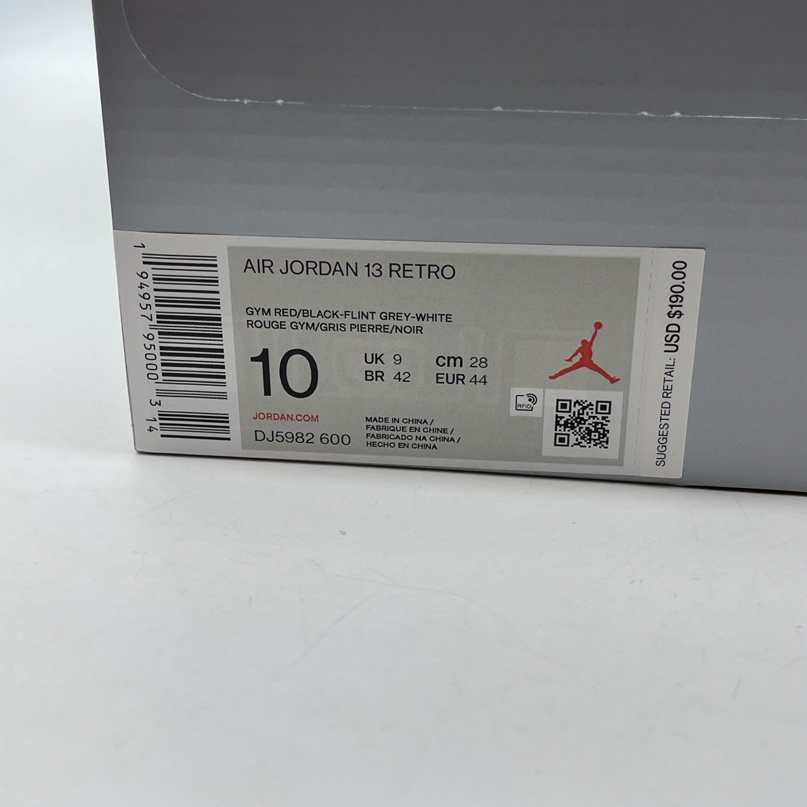 Size 10 - Jordan 13 Red White Grey Suede (DJ5982600)