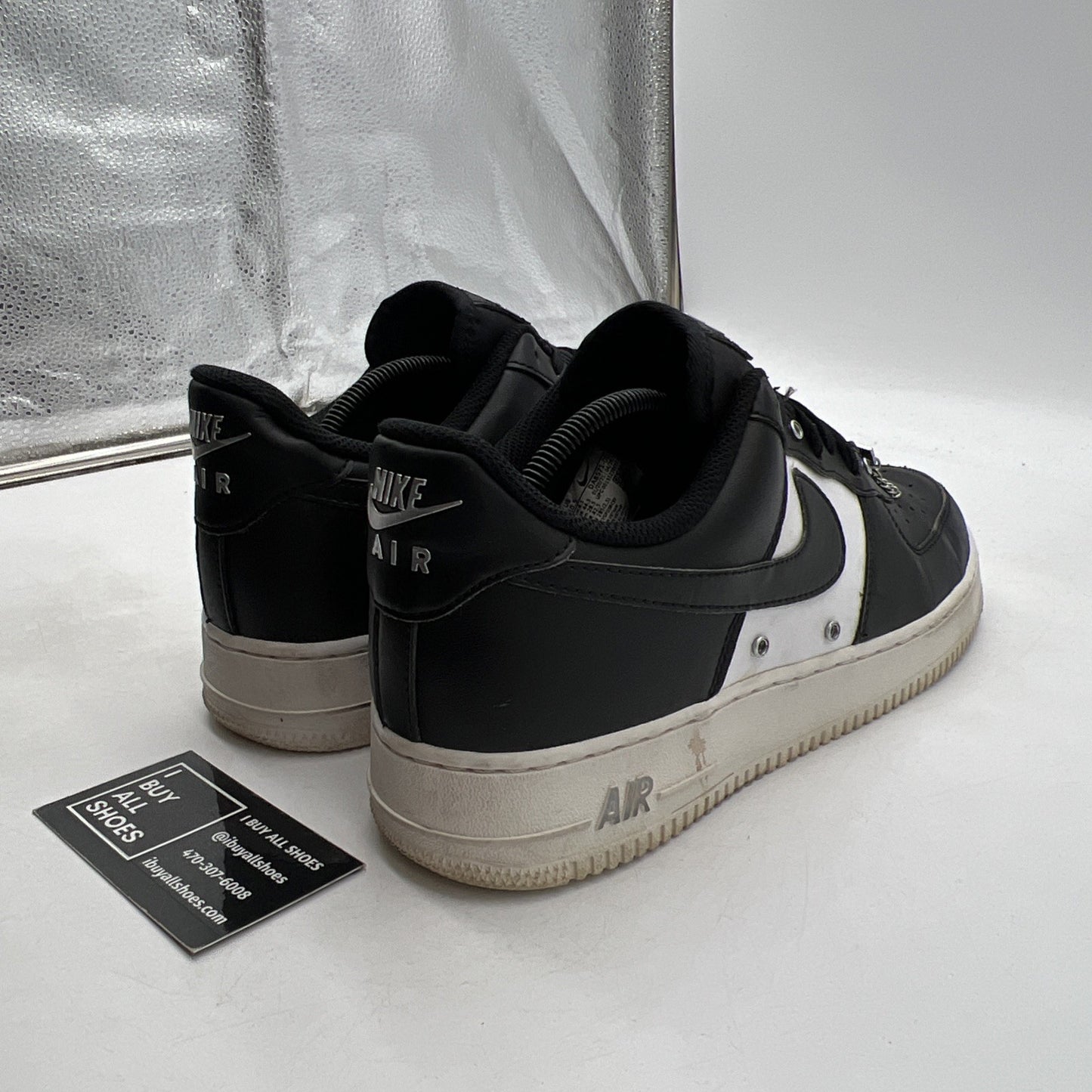Size 10.5 - Nike Air Force 1 '07 Premium Silver Chain - Black (DA8571-001)