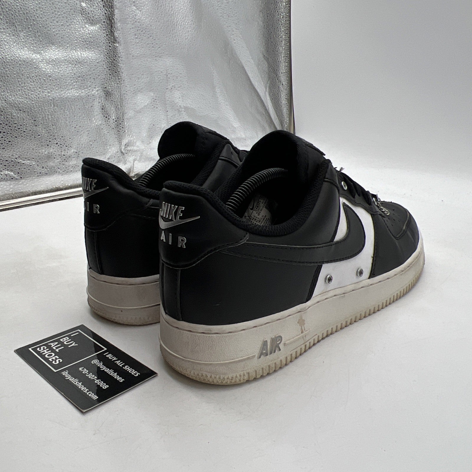 Size 10.5 - Nike Air Force 1 '07 Premium Silver Chain - Black (DA8571-001)