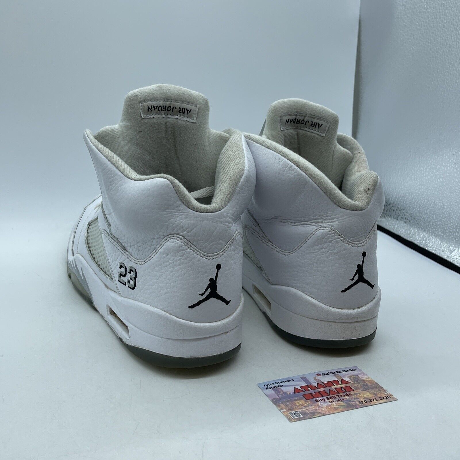Size 13 - Air Jordan 5 Retro 2015 Metallic White Black Leather (136027-130)