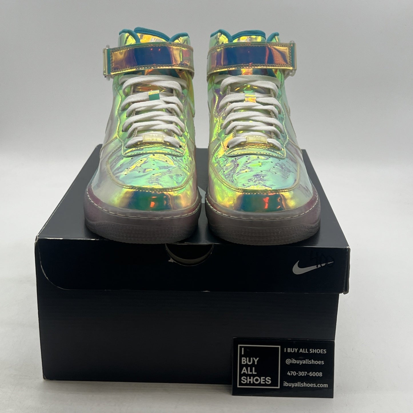 Size 9.5 -Nike Air Force 1 Mid Iridescent ID Blue Multicolor/Violet (779425-991)