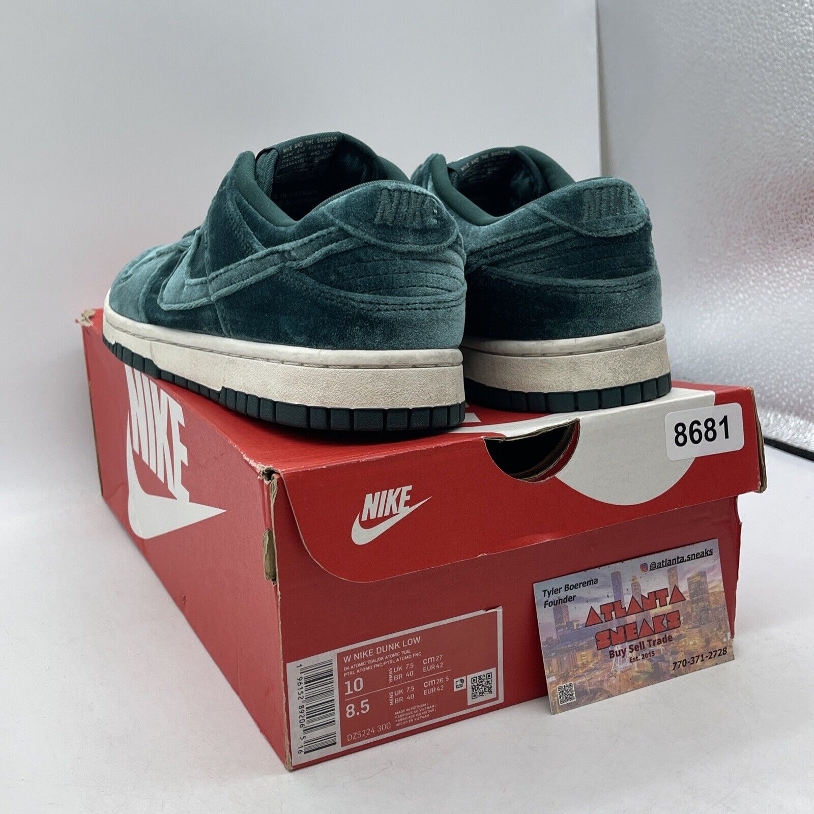 Size 10W - Nike Dunk Low Green Velvet White Suede (DZ5224-300)
