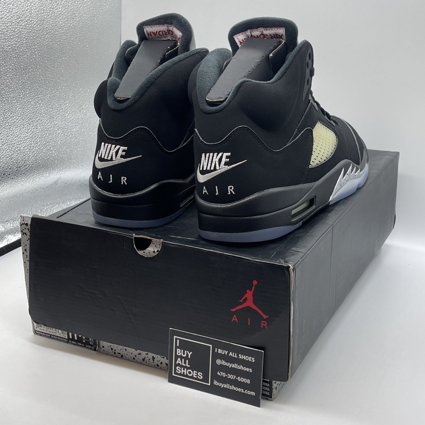 Size 11.5 - Jordan 5 OG Mid Metallic Silver Black Suede (845035-003)