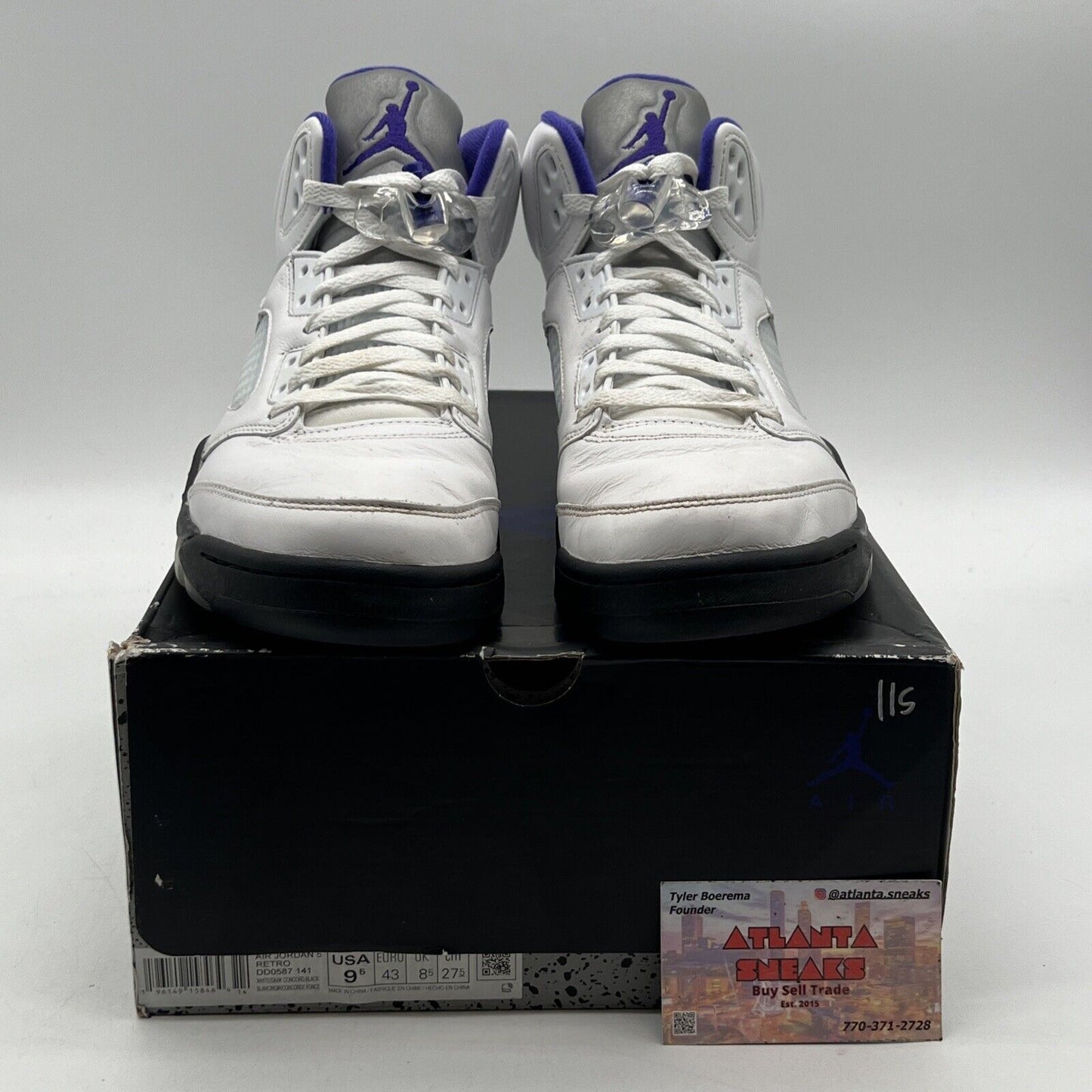 Size 9.5 - Jordan 5 Concord 2022 Black White Leather (DD0587-141)